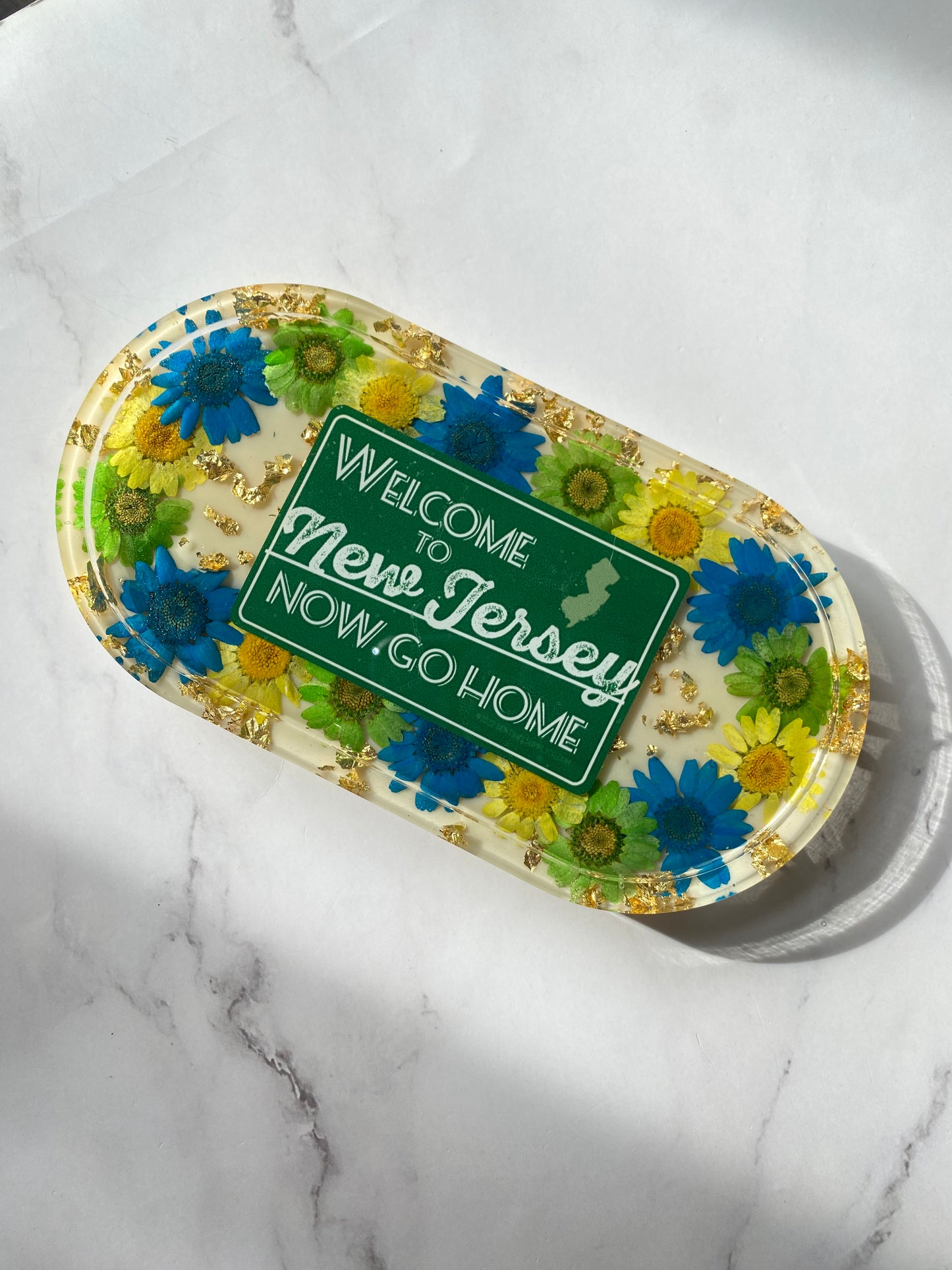 "Welcome to New Jersey Now Go Home" Floral Tray