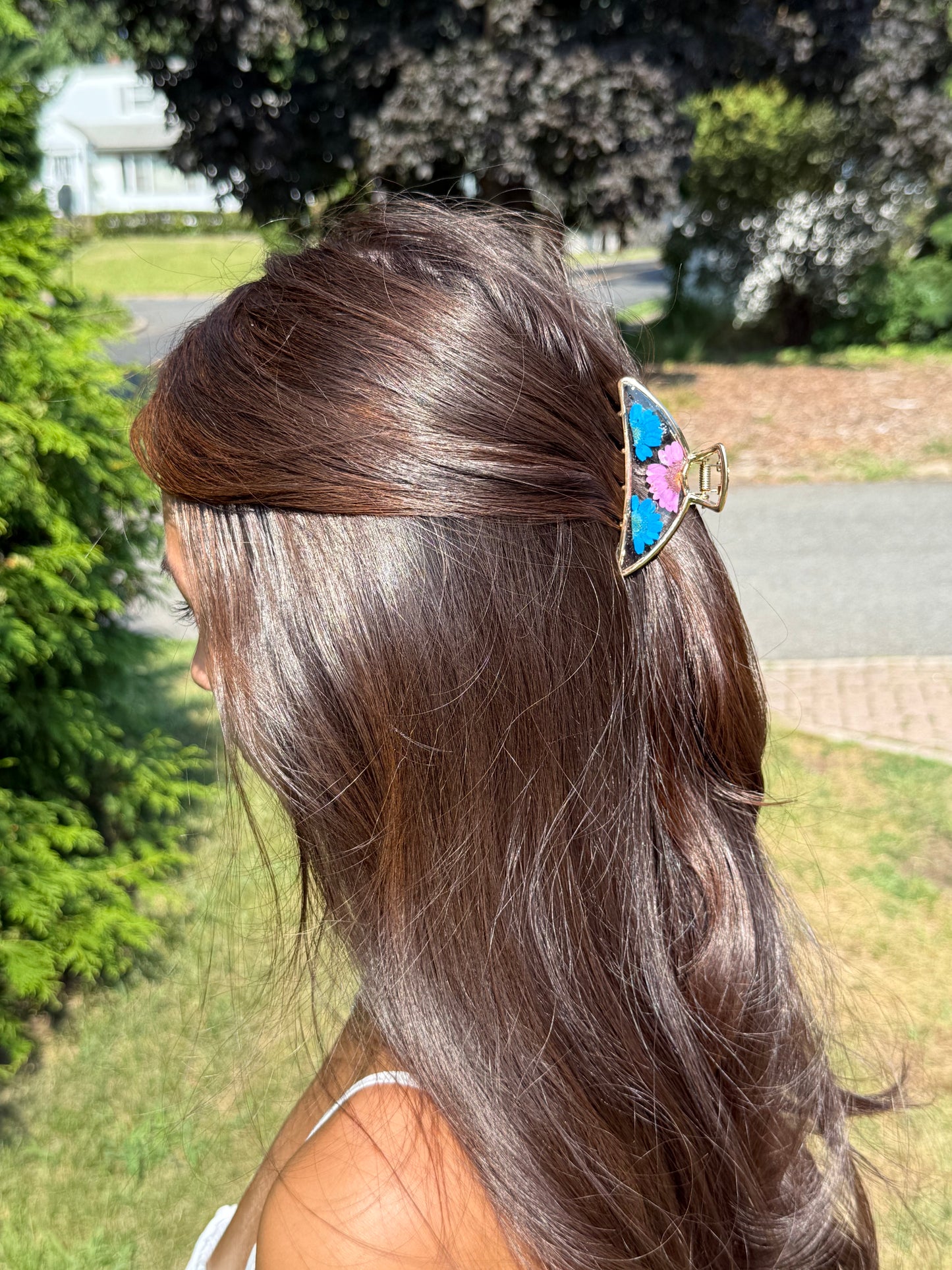 Floral Claw Clip - Crescent