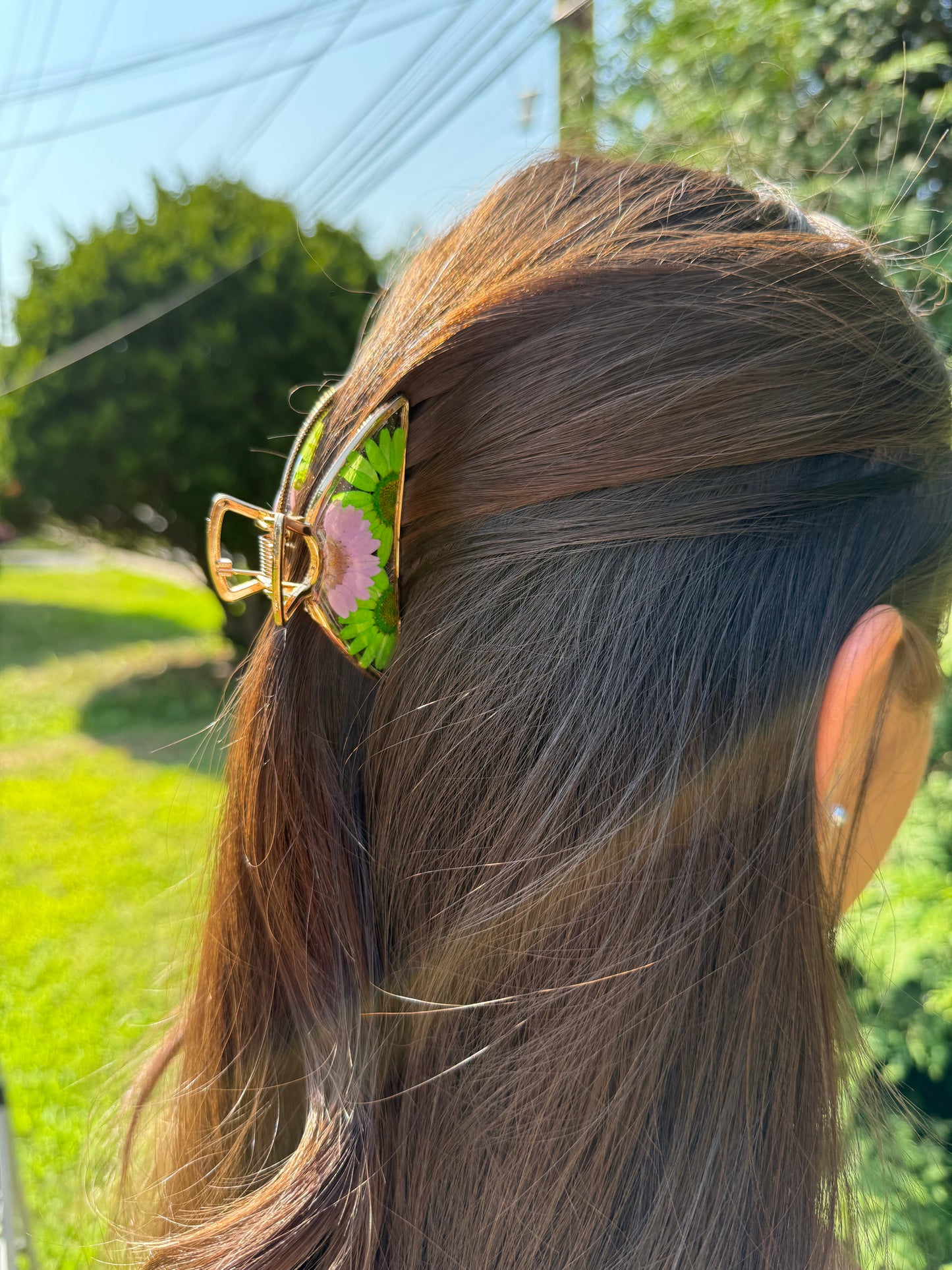 Floral Claw Clip - Crescent
