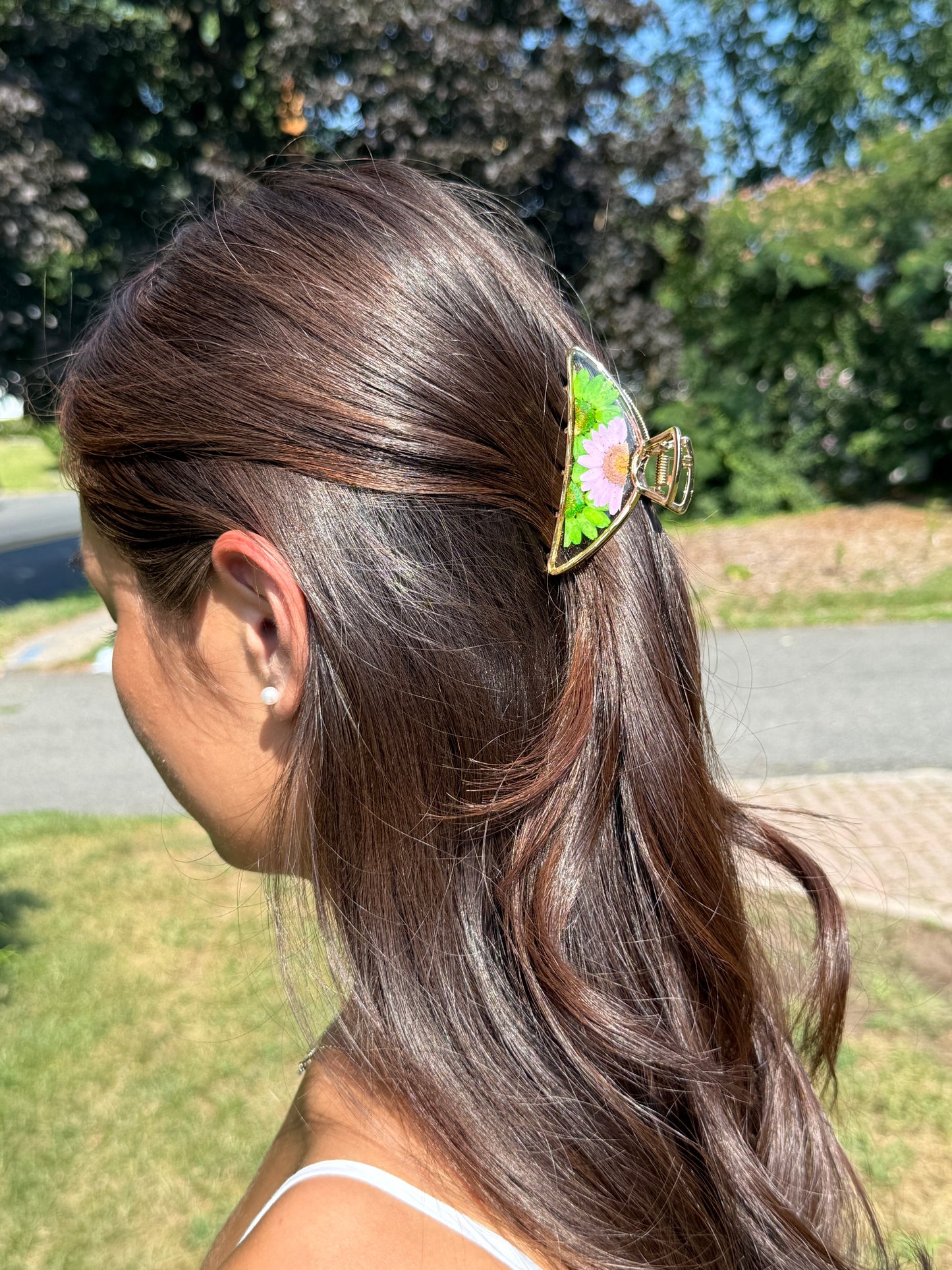 Floral Claw Clip - Crescent