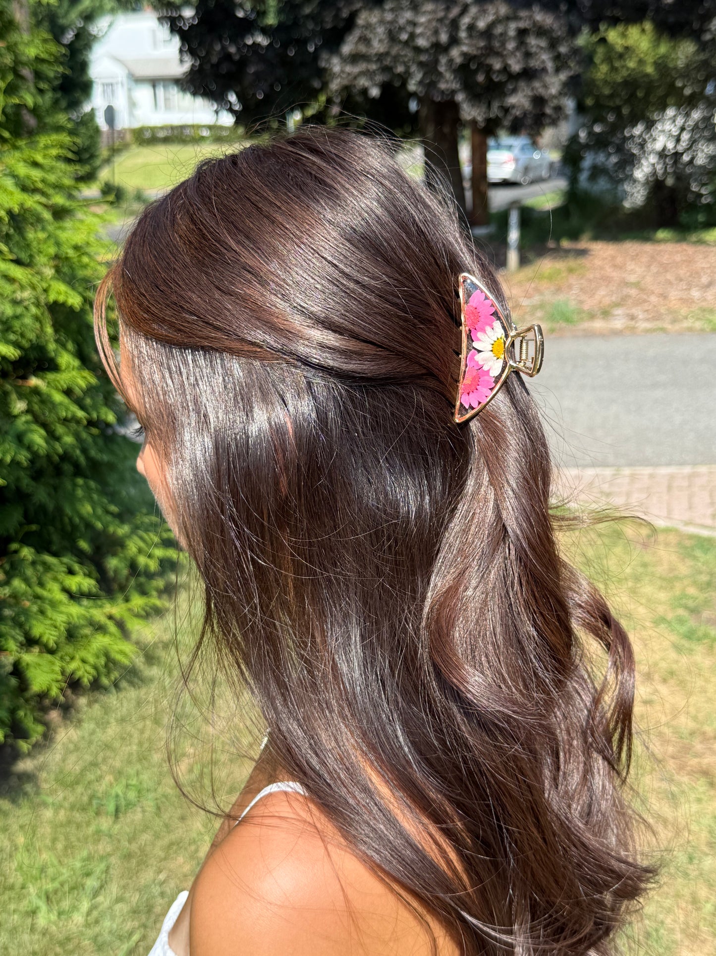 Floral Claw Clip - Crescent