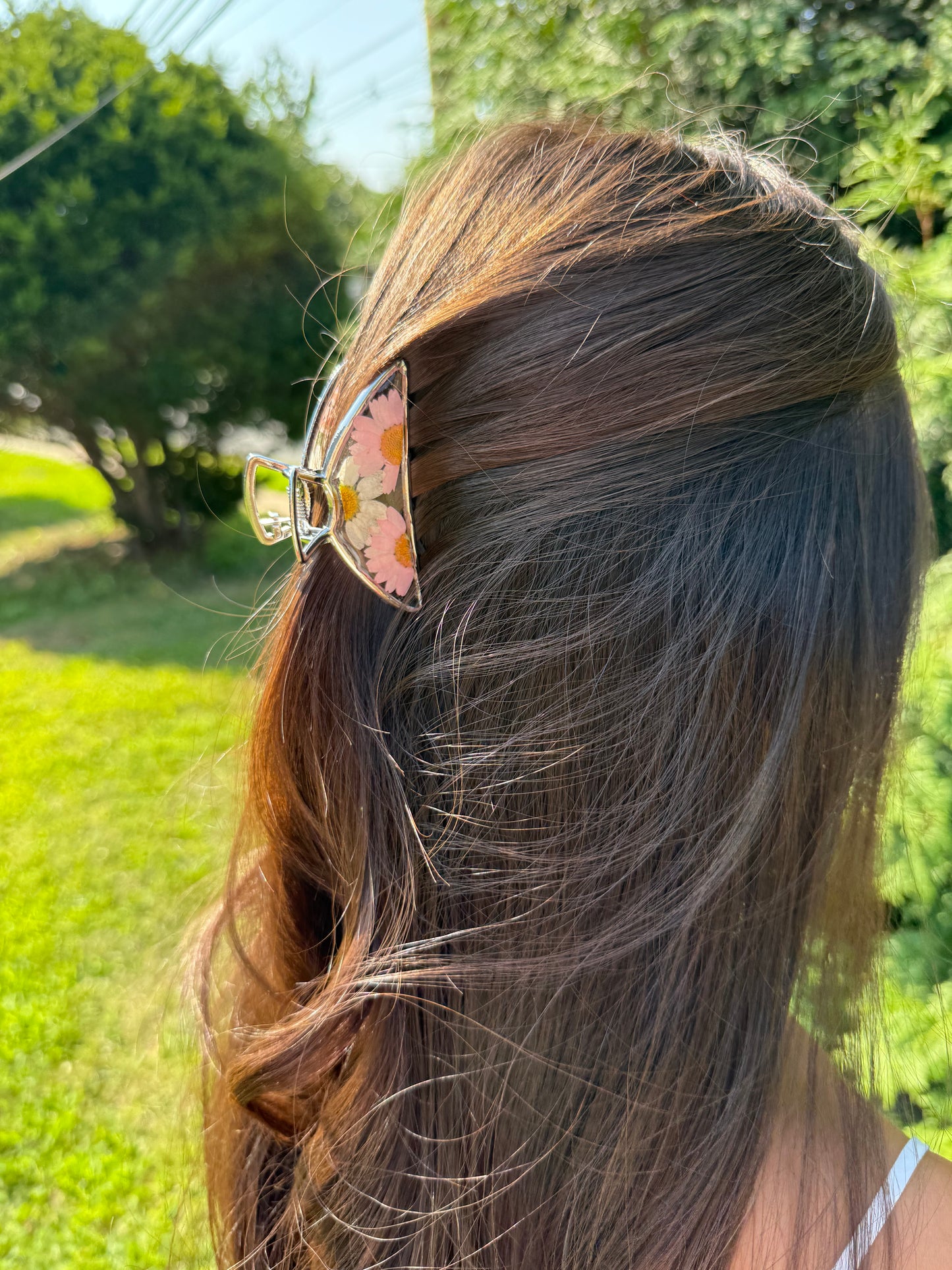 Floral Claw Clip - Crescent