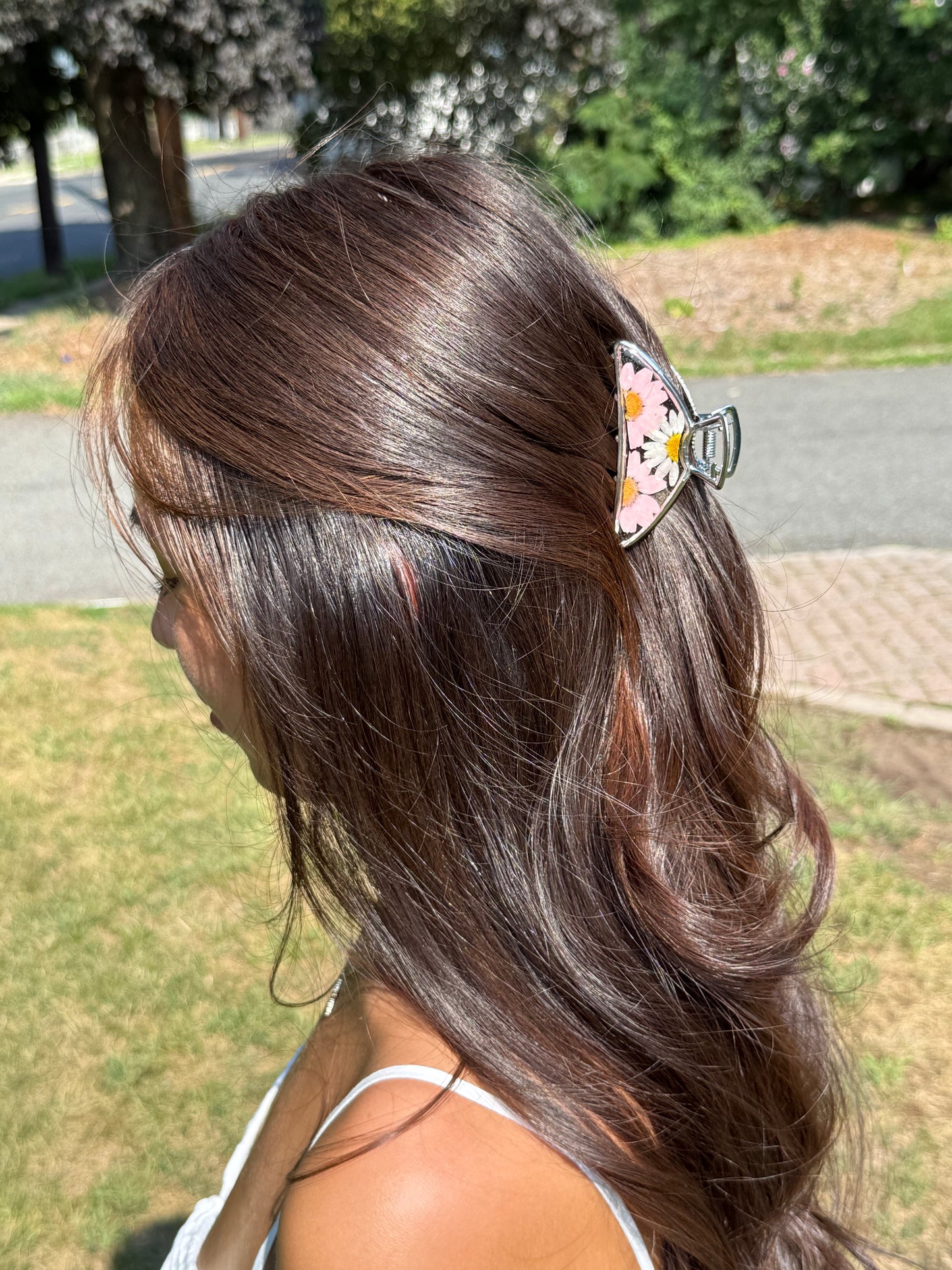 Floral Claw Clip - Crescent