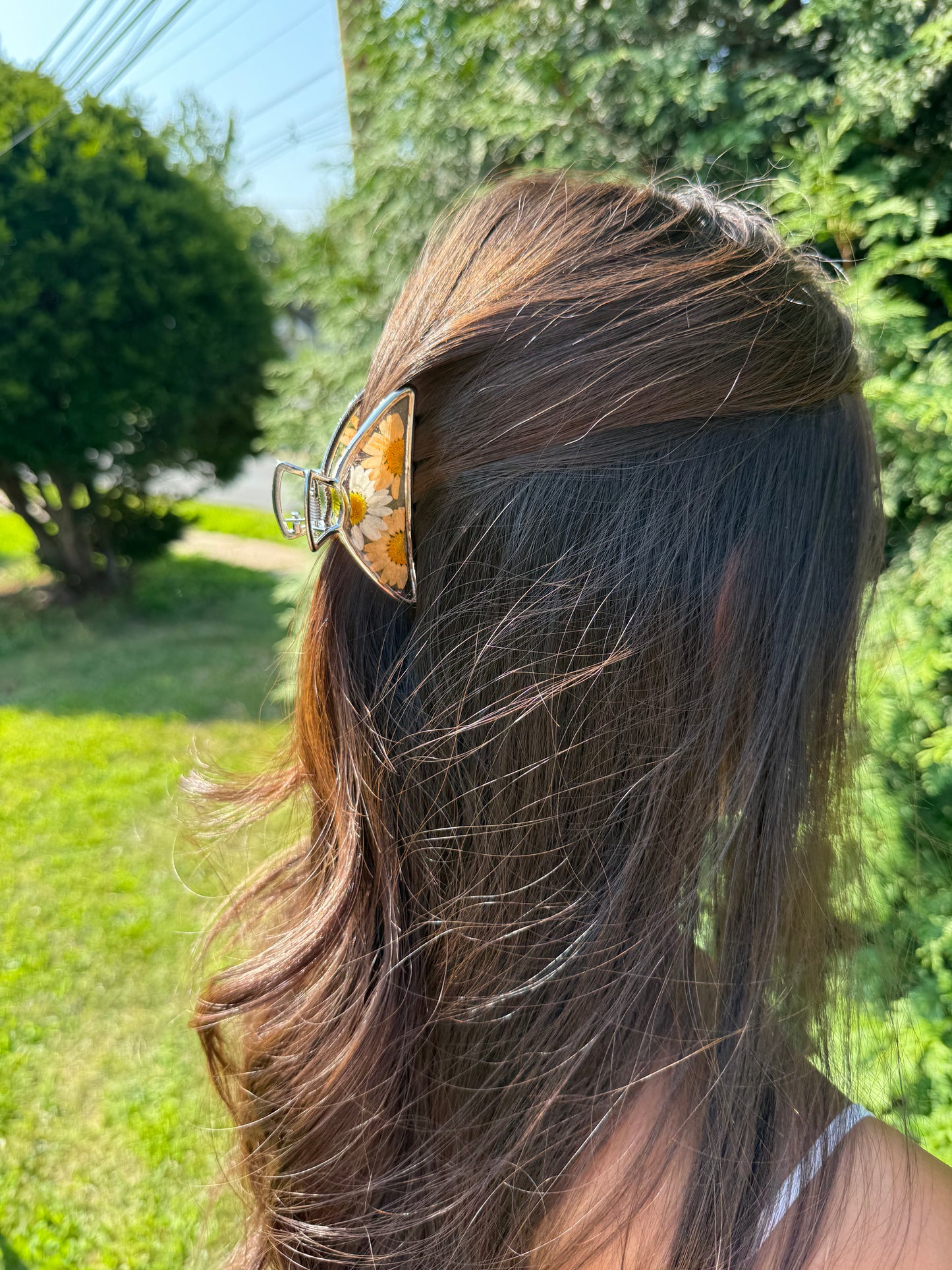Floral Claw Clip - Crescent