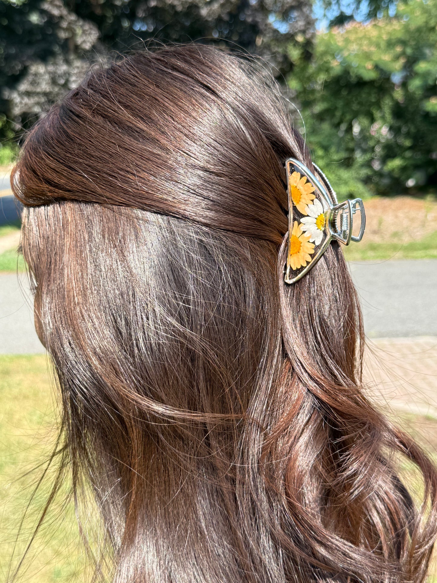 Floral Claw Clip - Crescent