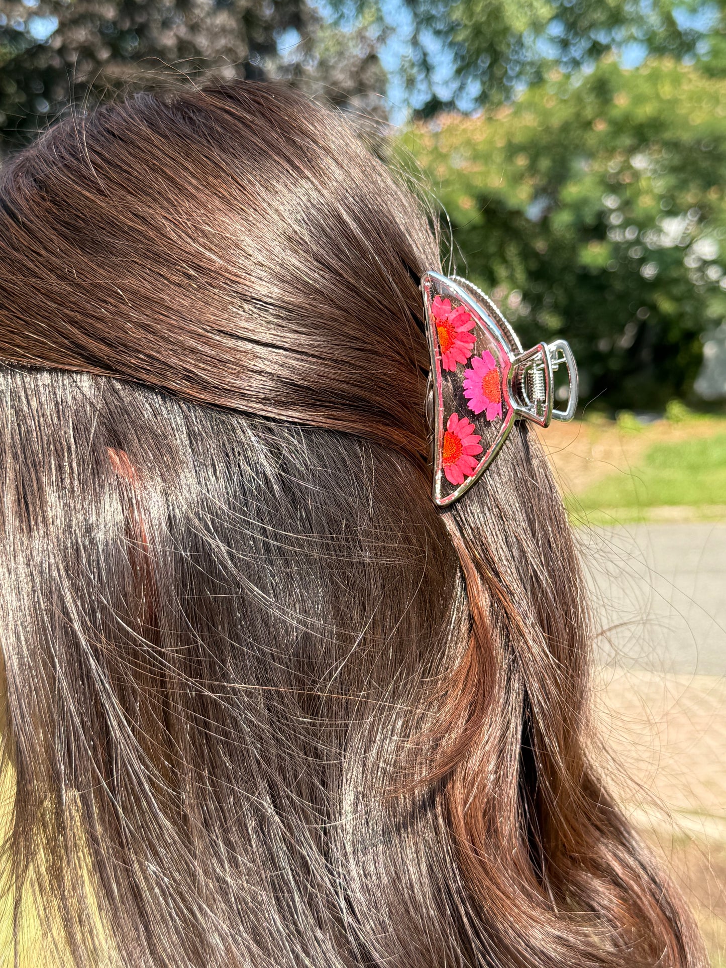Floral Claw Clip - Crescent
