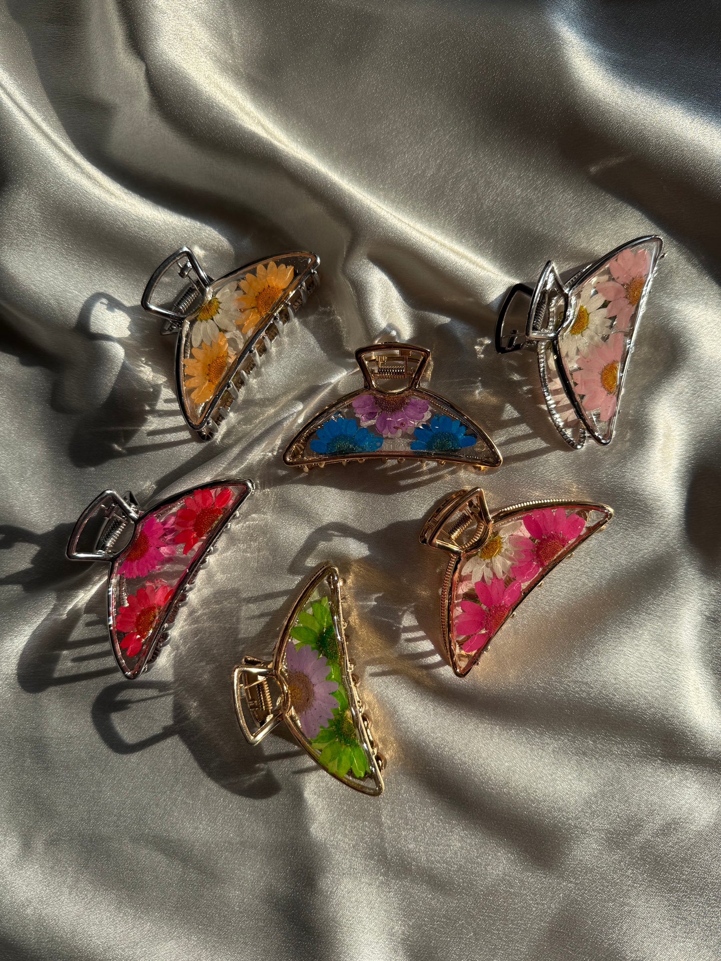Floral Claw Clip - Crescent