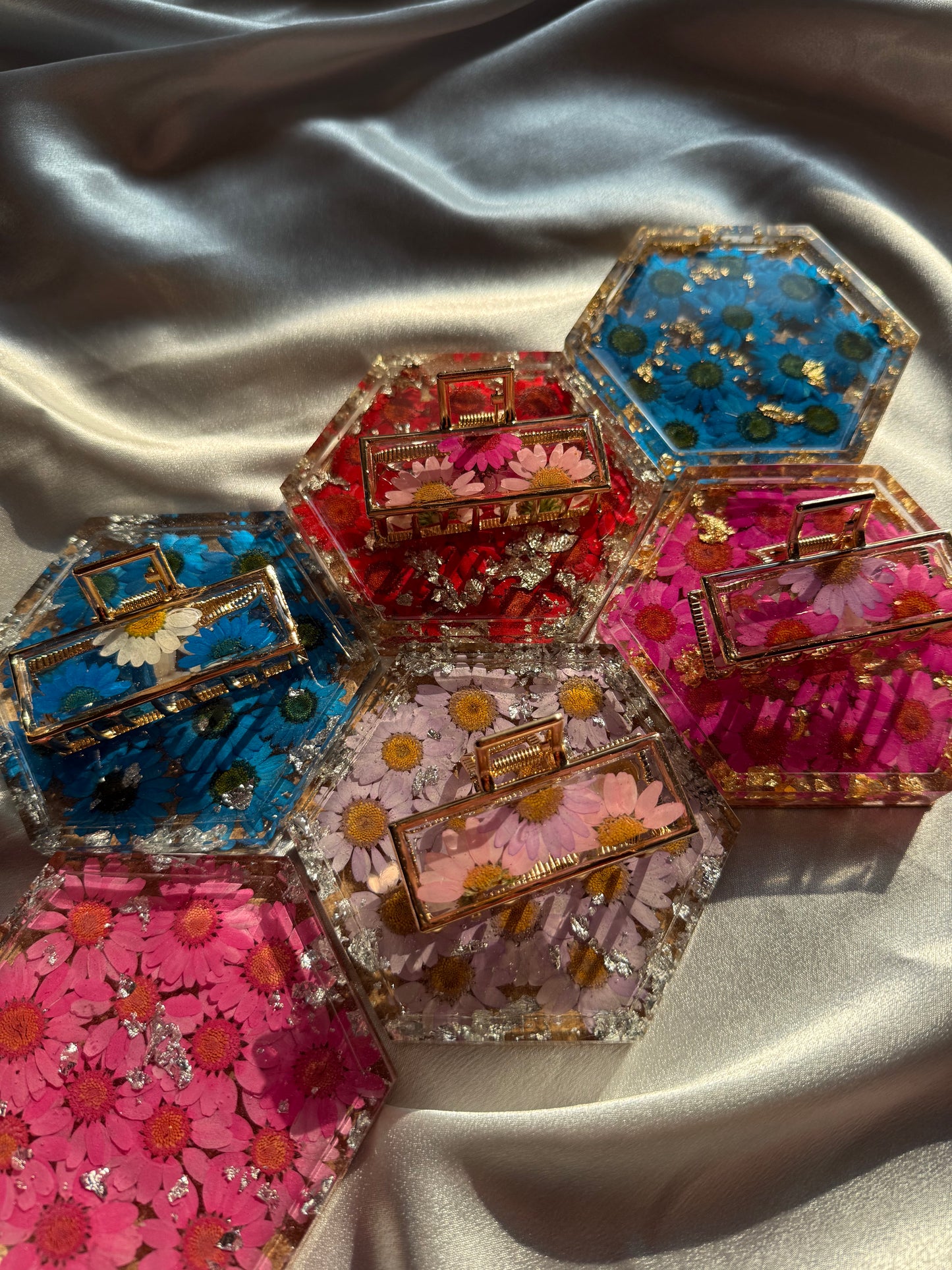 Floral Claw Clip - Rectangle