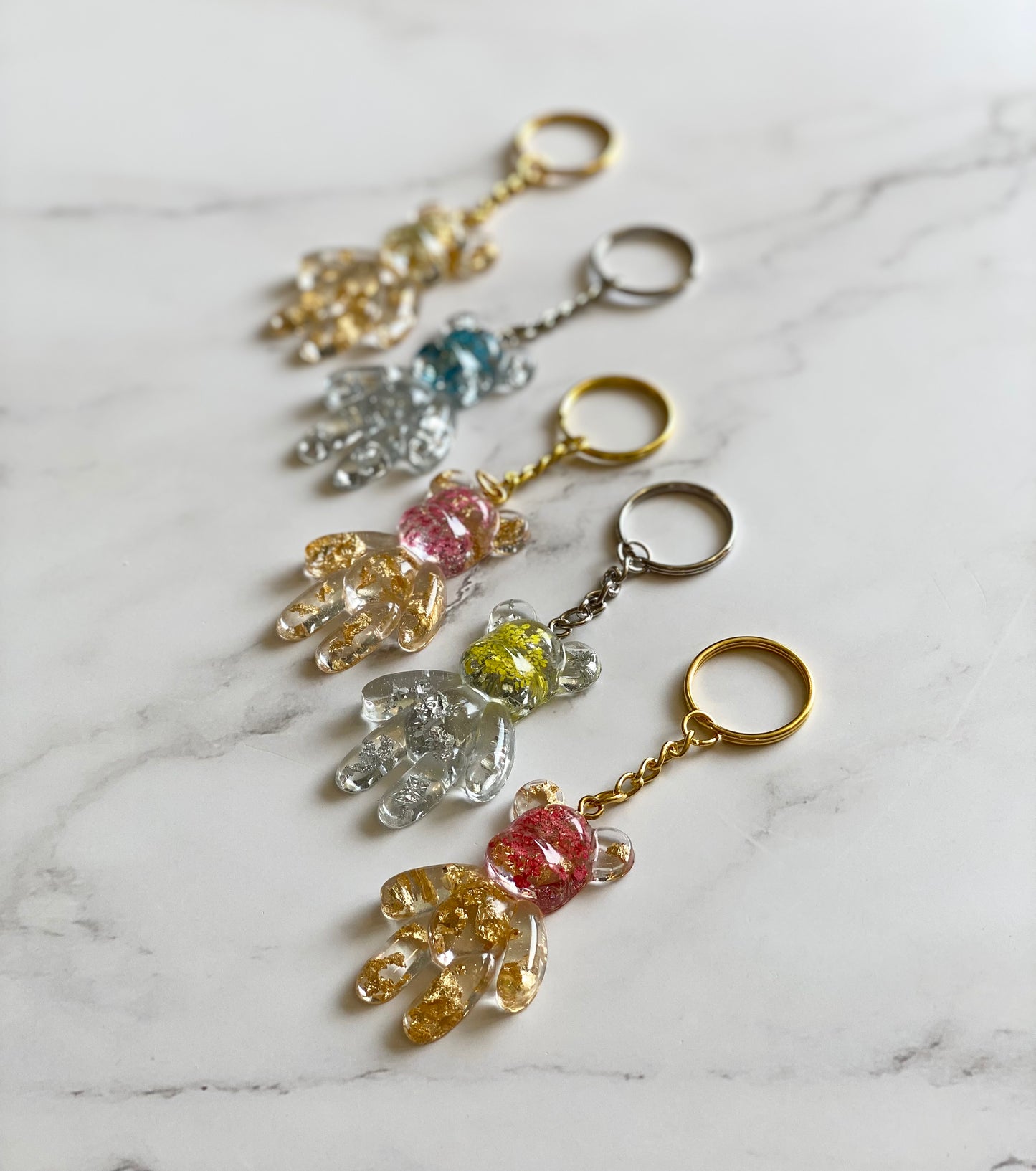 Floral Teddy Bear Keychain