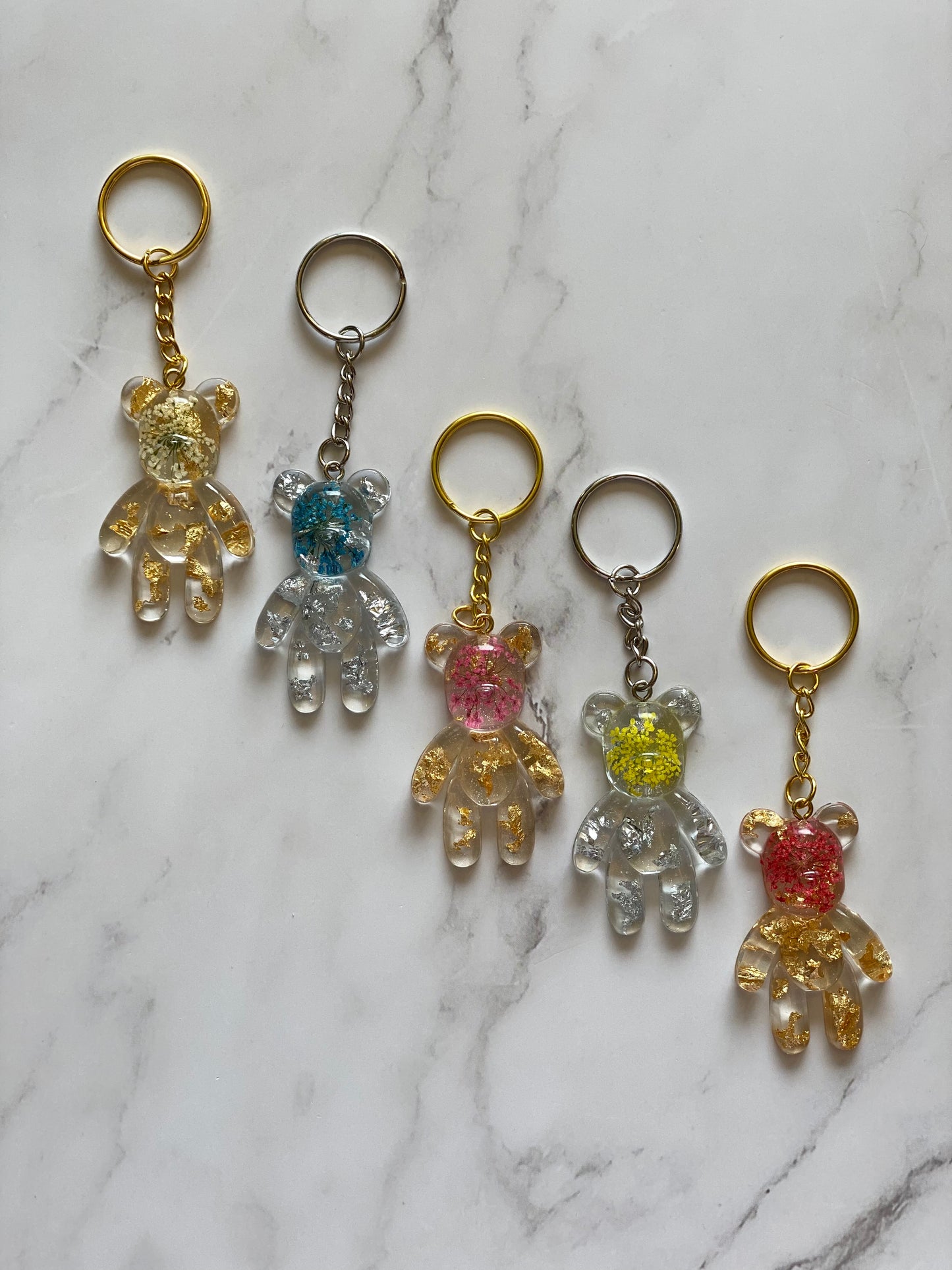 Floral Teddy Bear Keychain