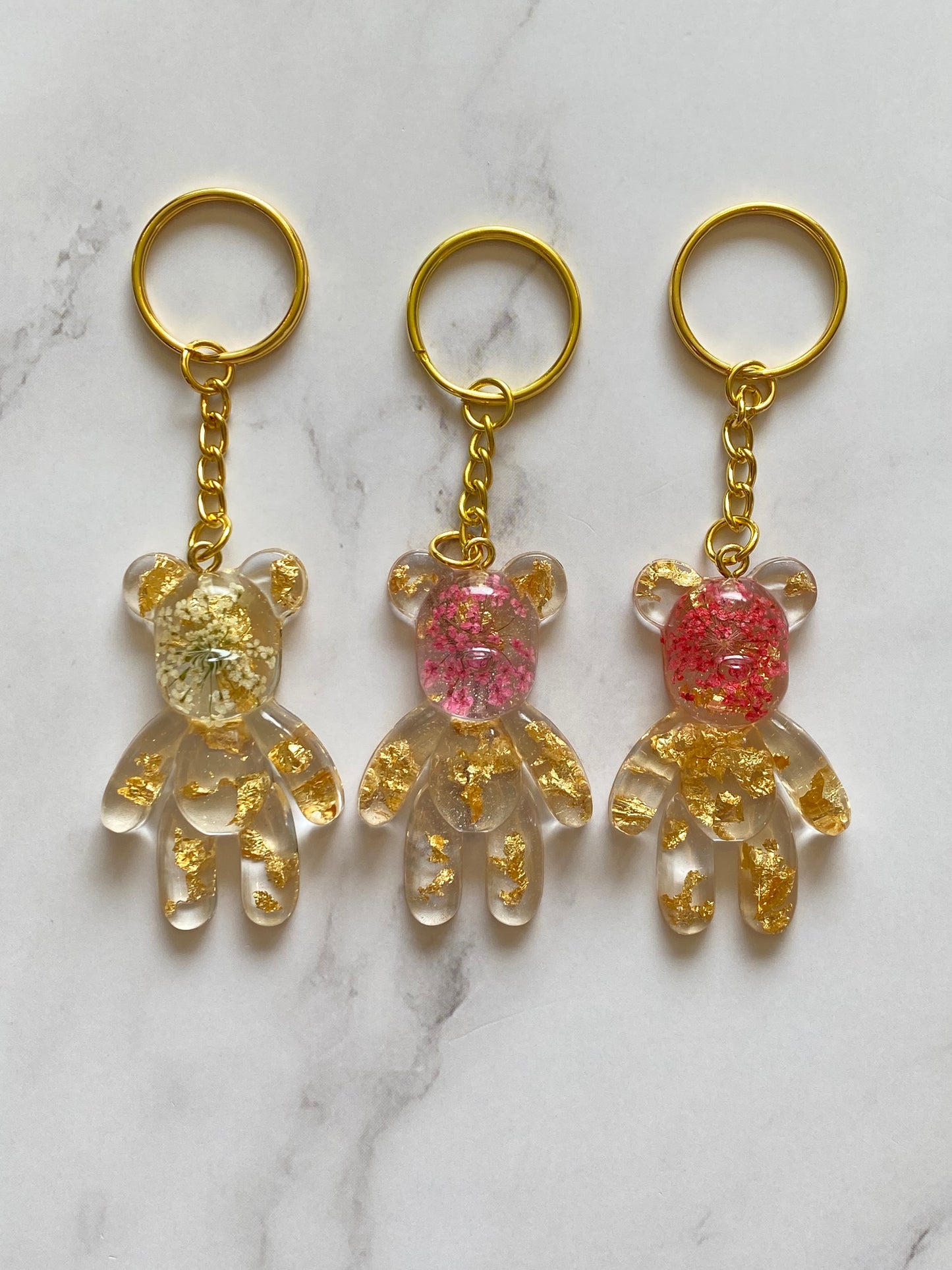 Floral Teddy Bear Keychain