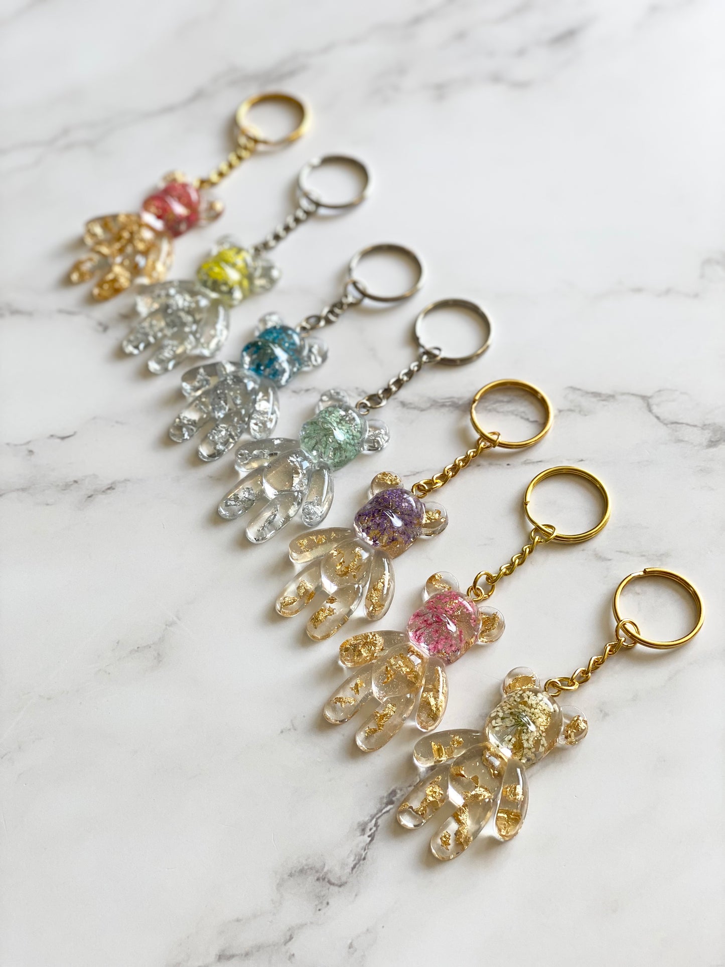 Floral Teddy Bear Keychain