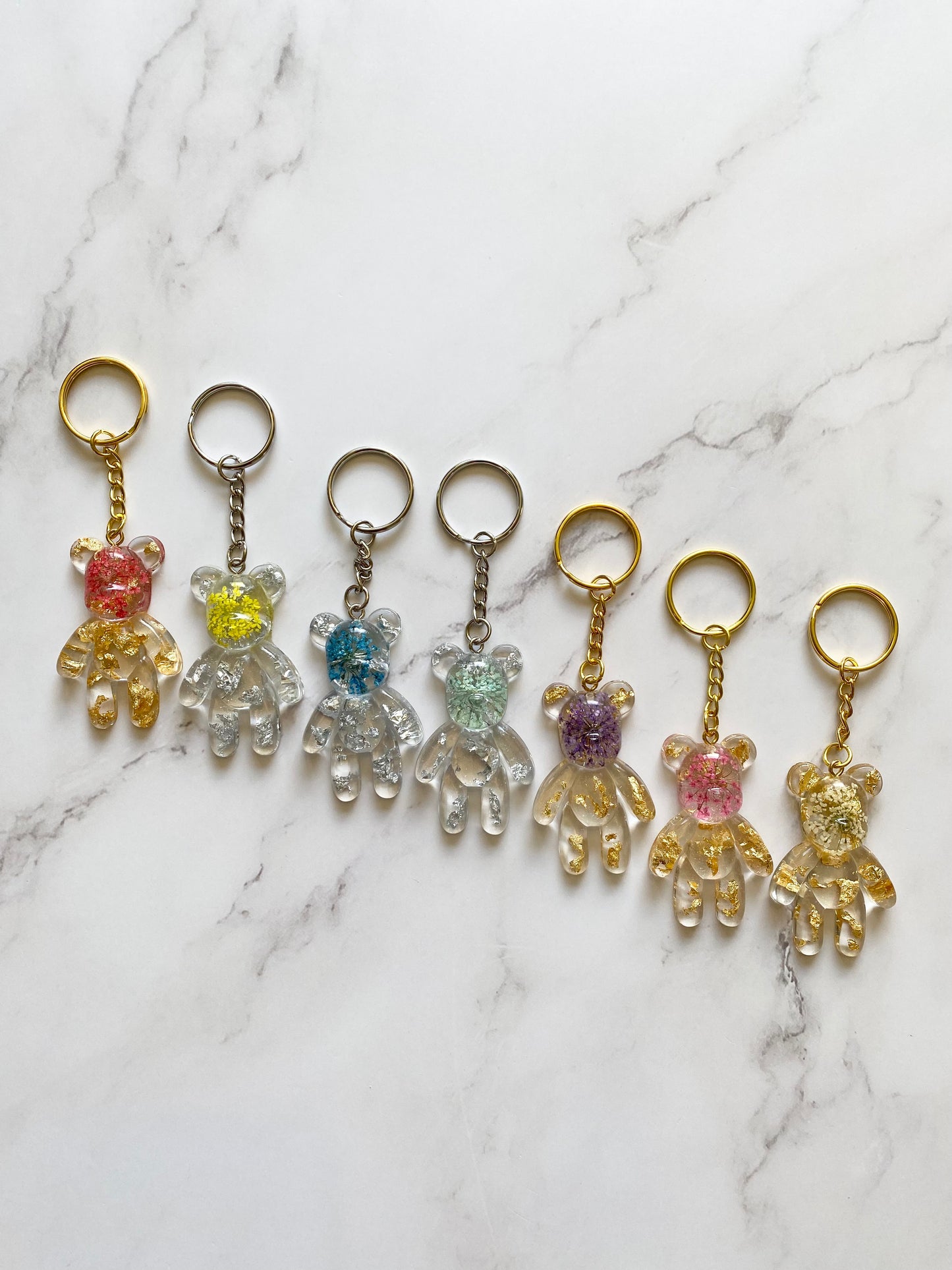 Floral Teddy Bear Keychain