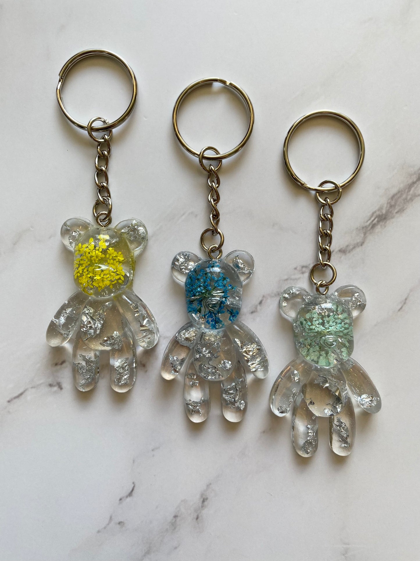 Floral Teddy Bear Keychain