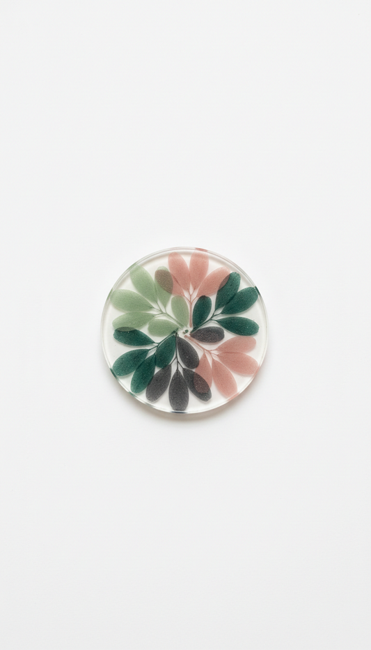 Floral Motif Resin Coaster With Gold Leaf