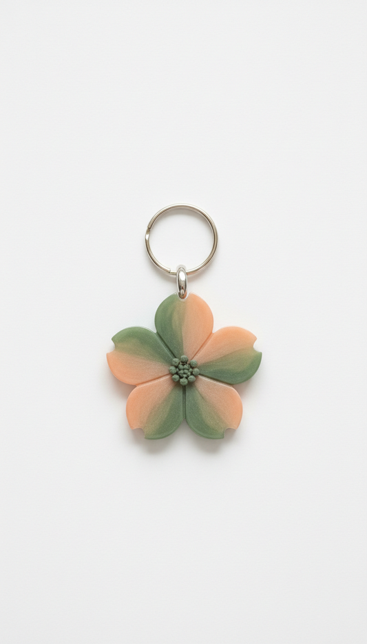 Resin Blossom Keychain With Pressed Flowers