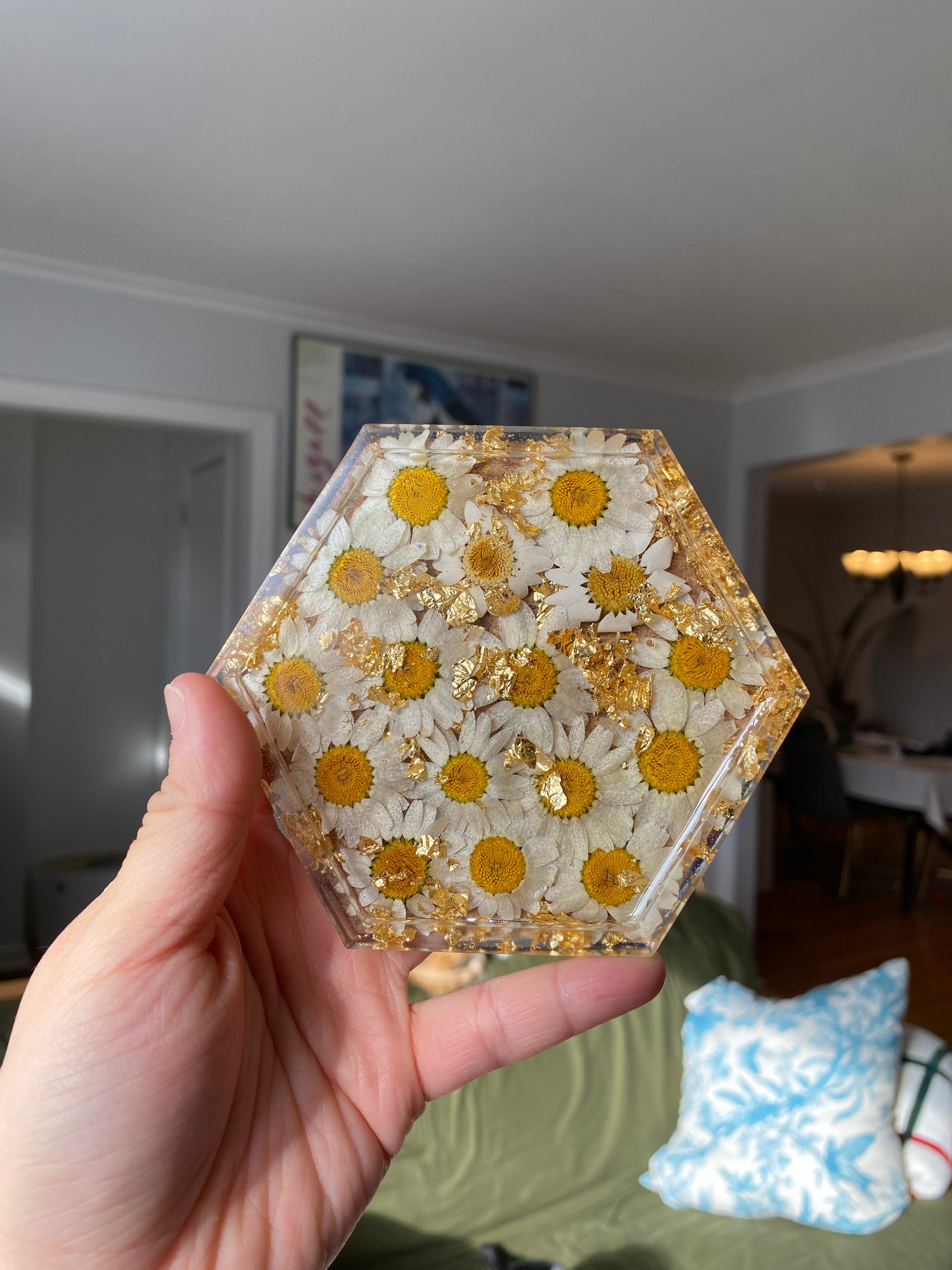 Hexagon Coaster/ Jewelry Tray - GOLD FOIL