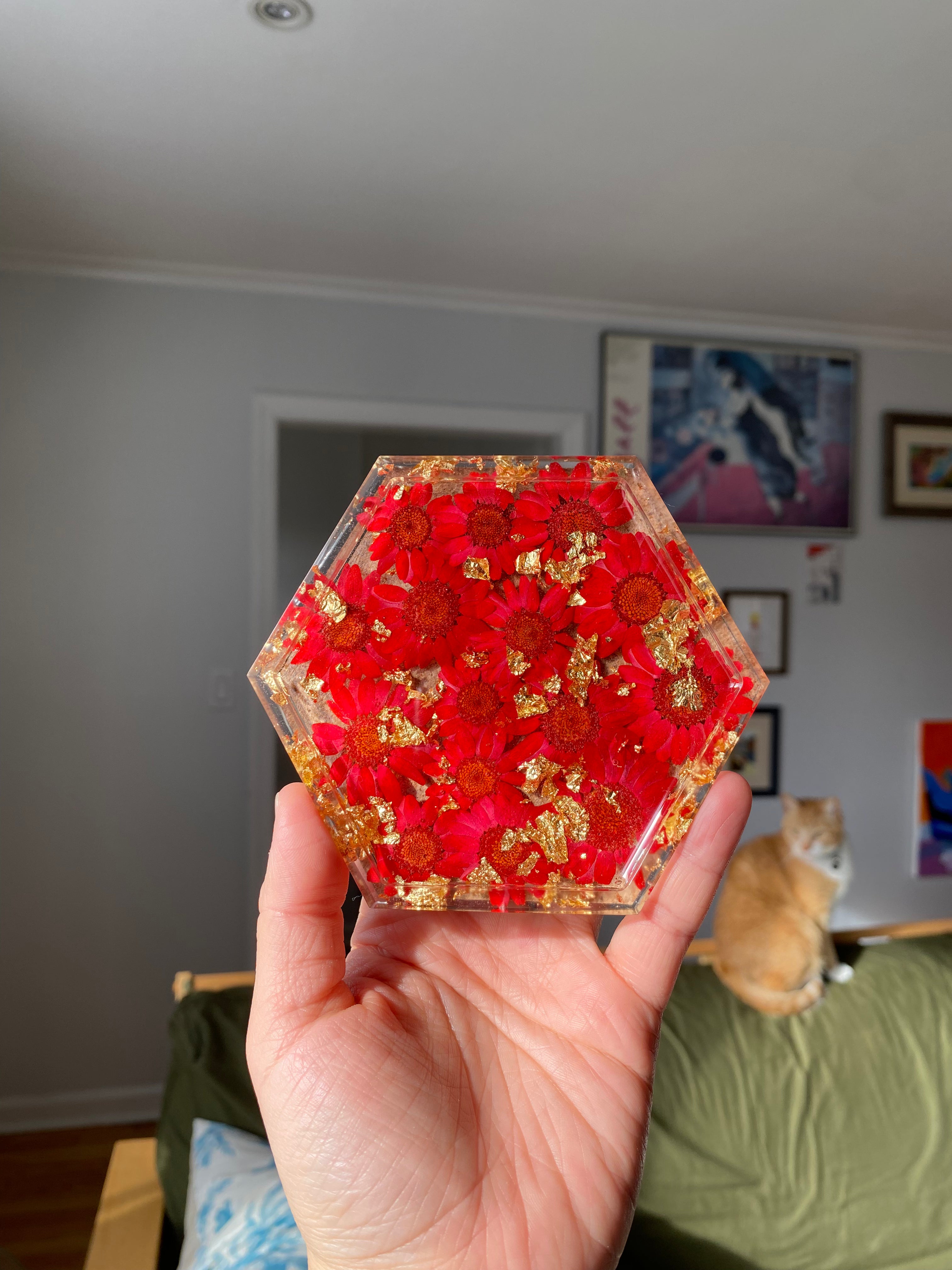 Hexagon Coaster/ Jewelry Tray - GOLD FOIL