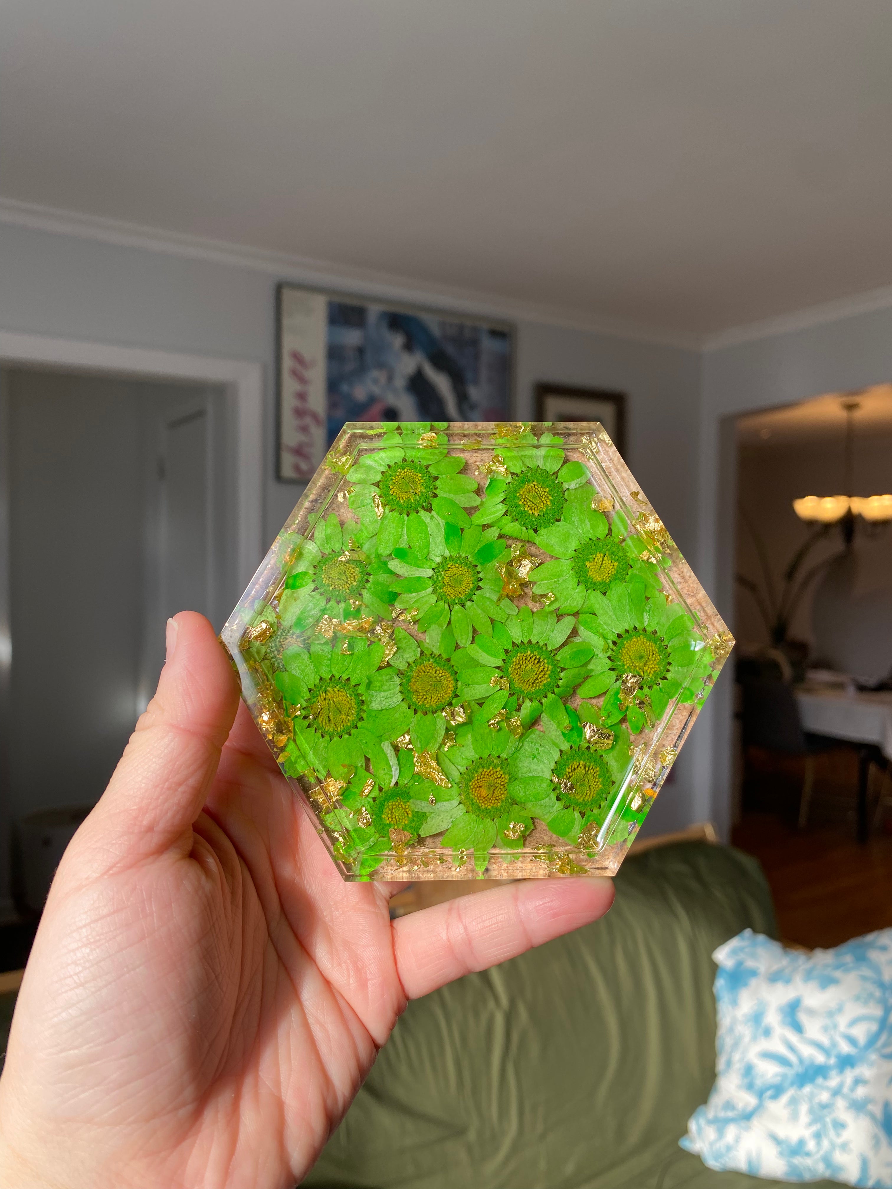 Hexagon Coaster/ Jewelry Tray - GOLD FOIL