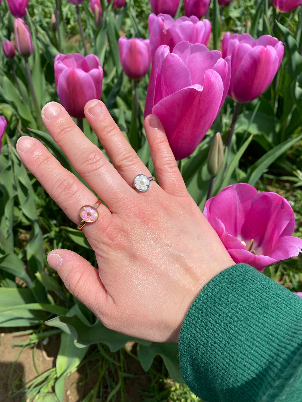 Gold Floral Stainless Steel Rings