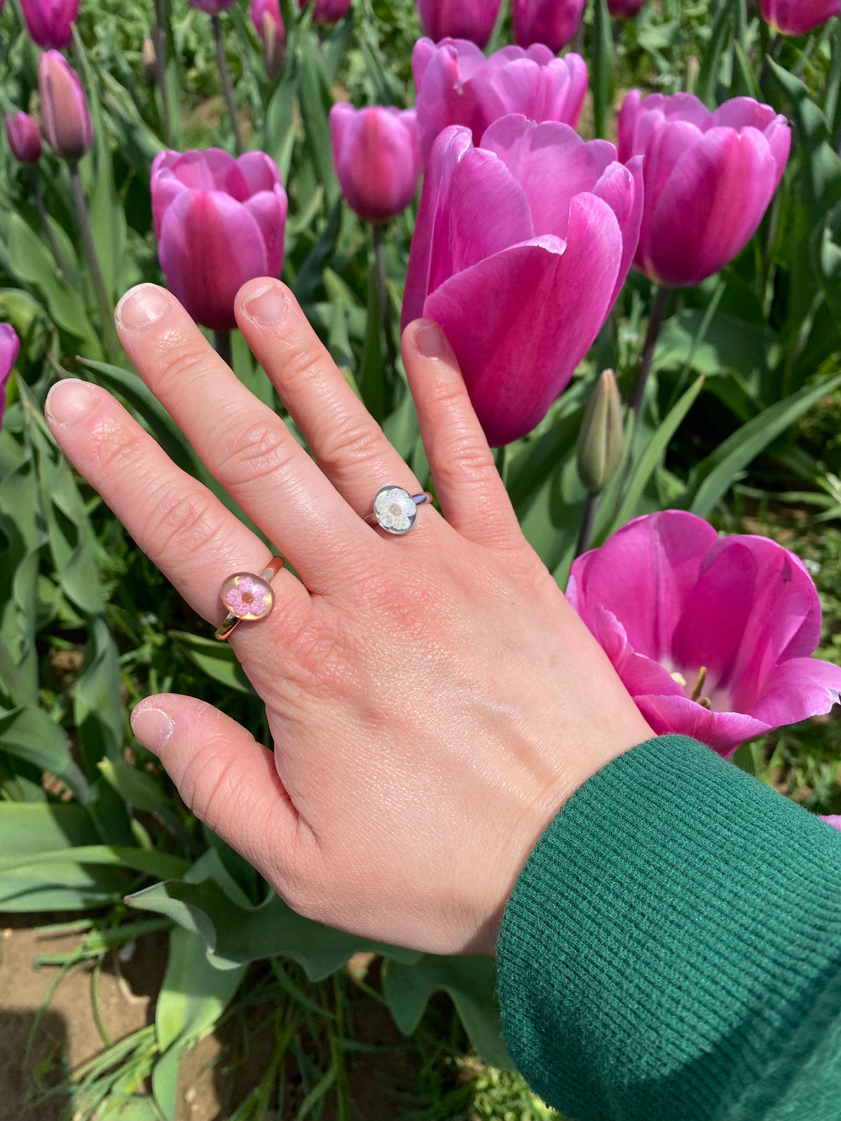 Gold Floral Stainless Steel Rings