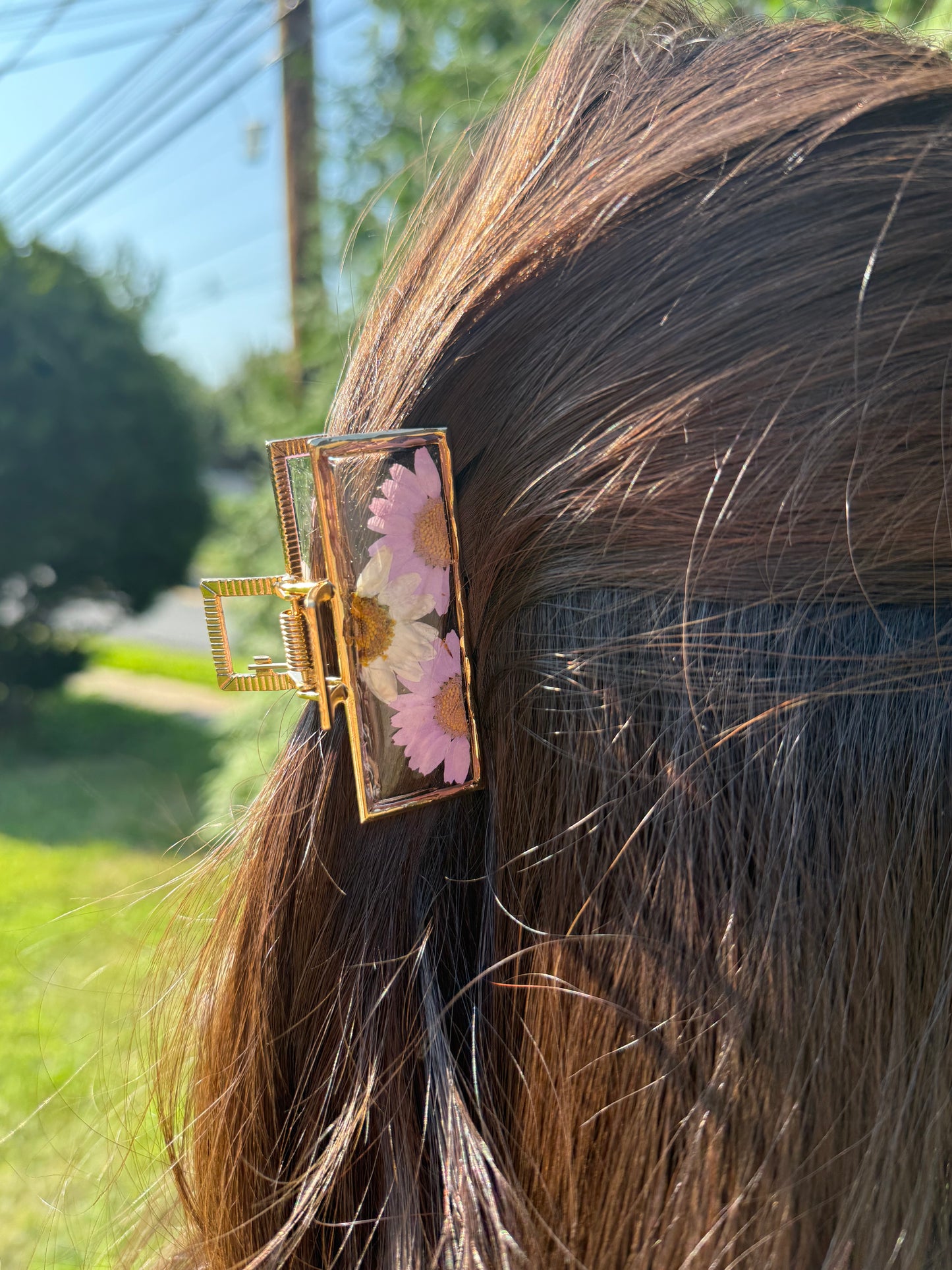 Floral Claw Clip - Rectangle