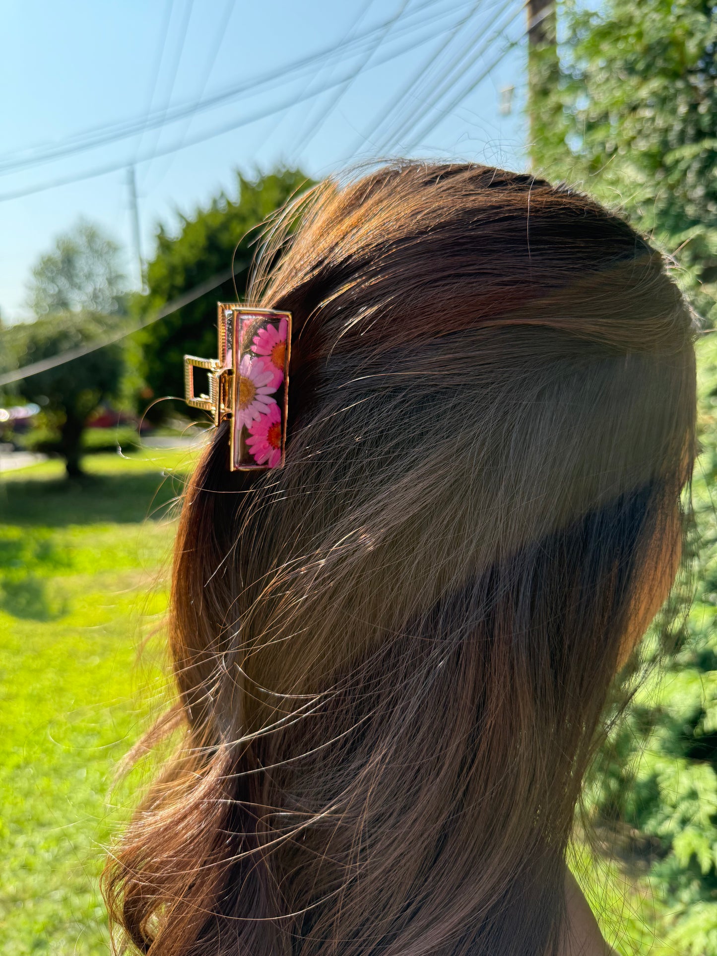 Floral Claw Clip - Rectangle
