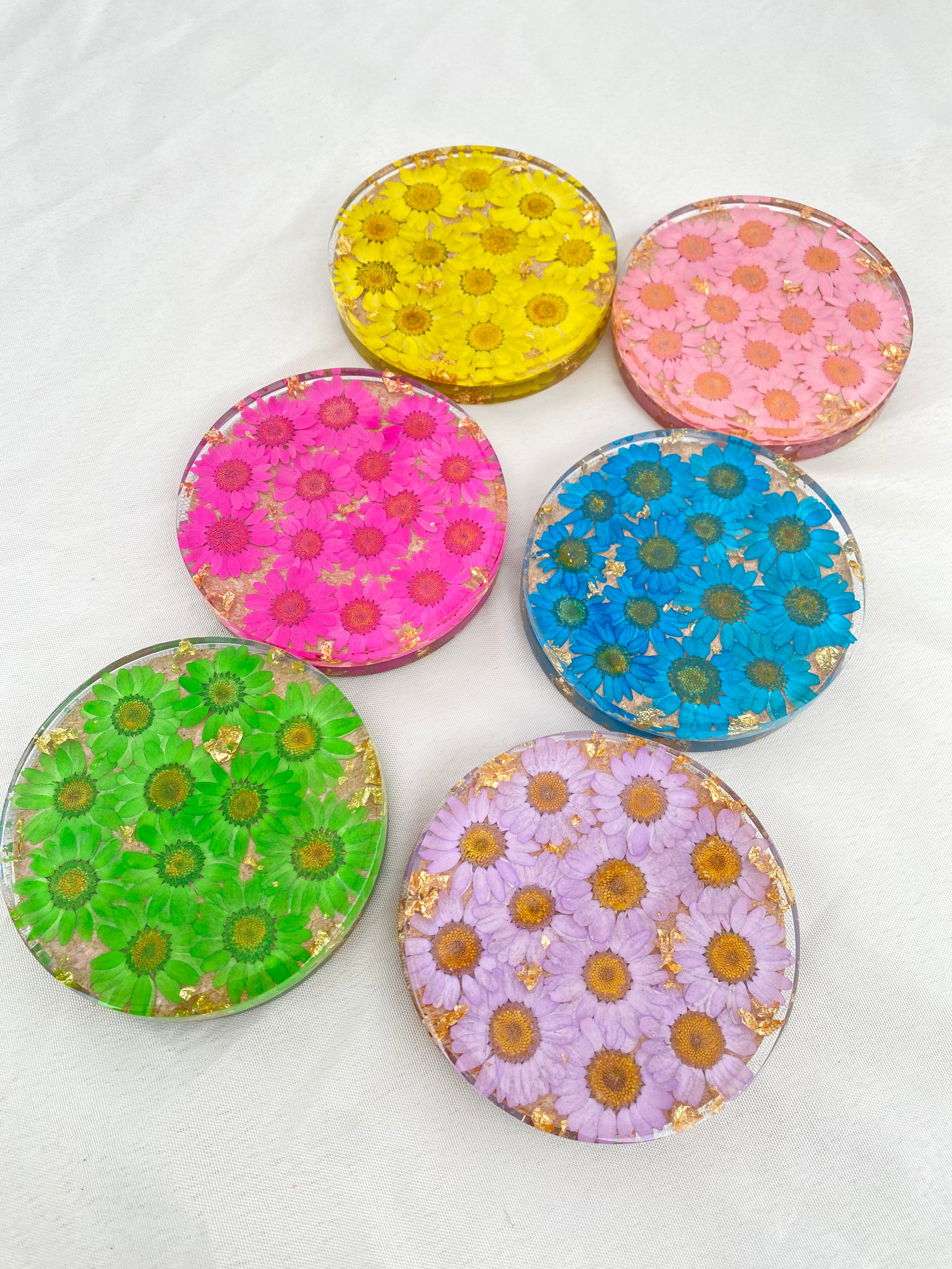 All Over Daisy Coaster Set - GOLD FOIL