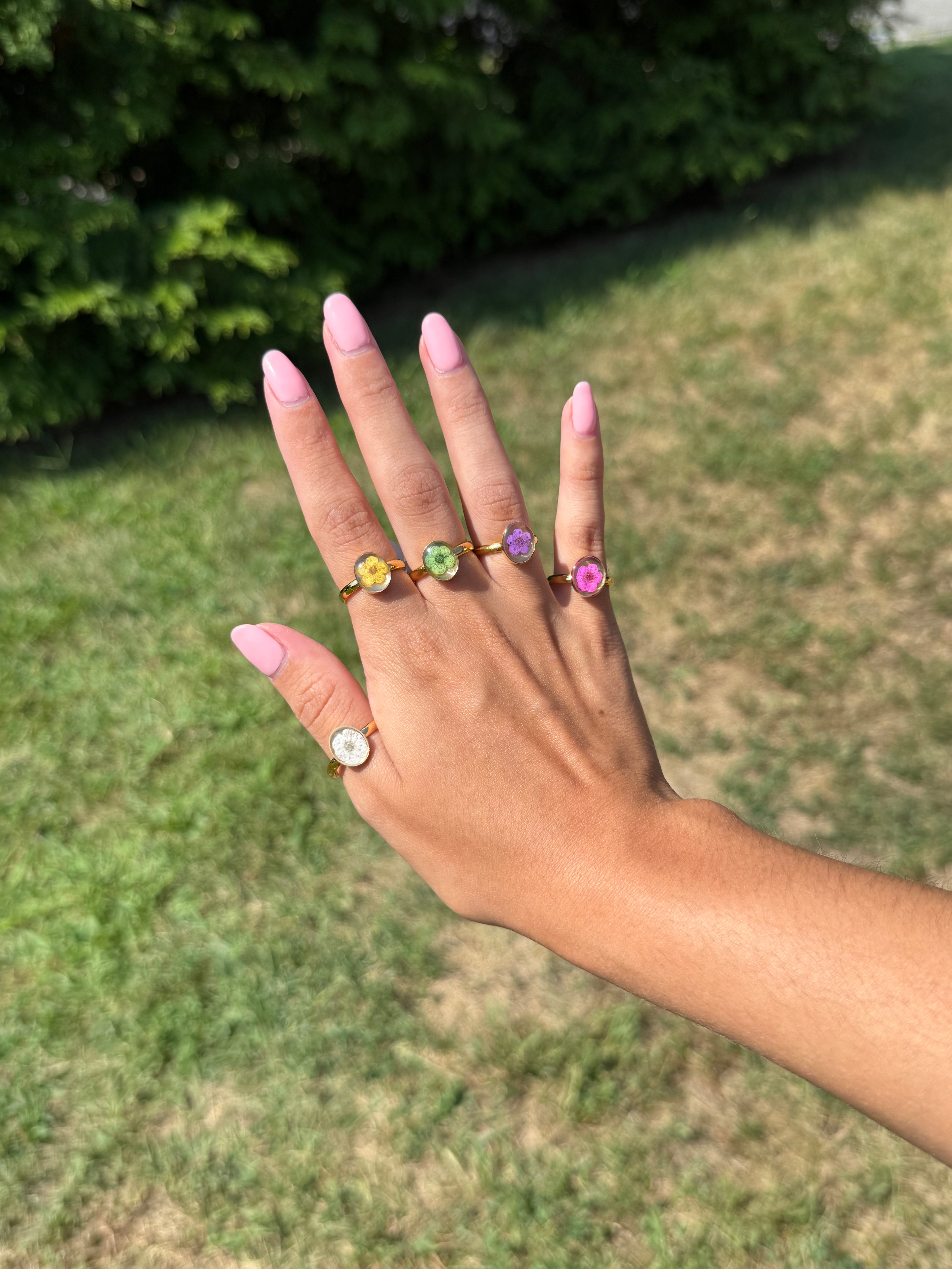 Gold Floral Stainless Steel Rings