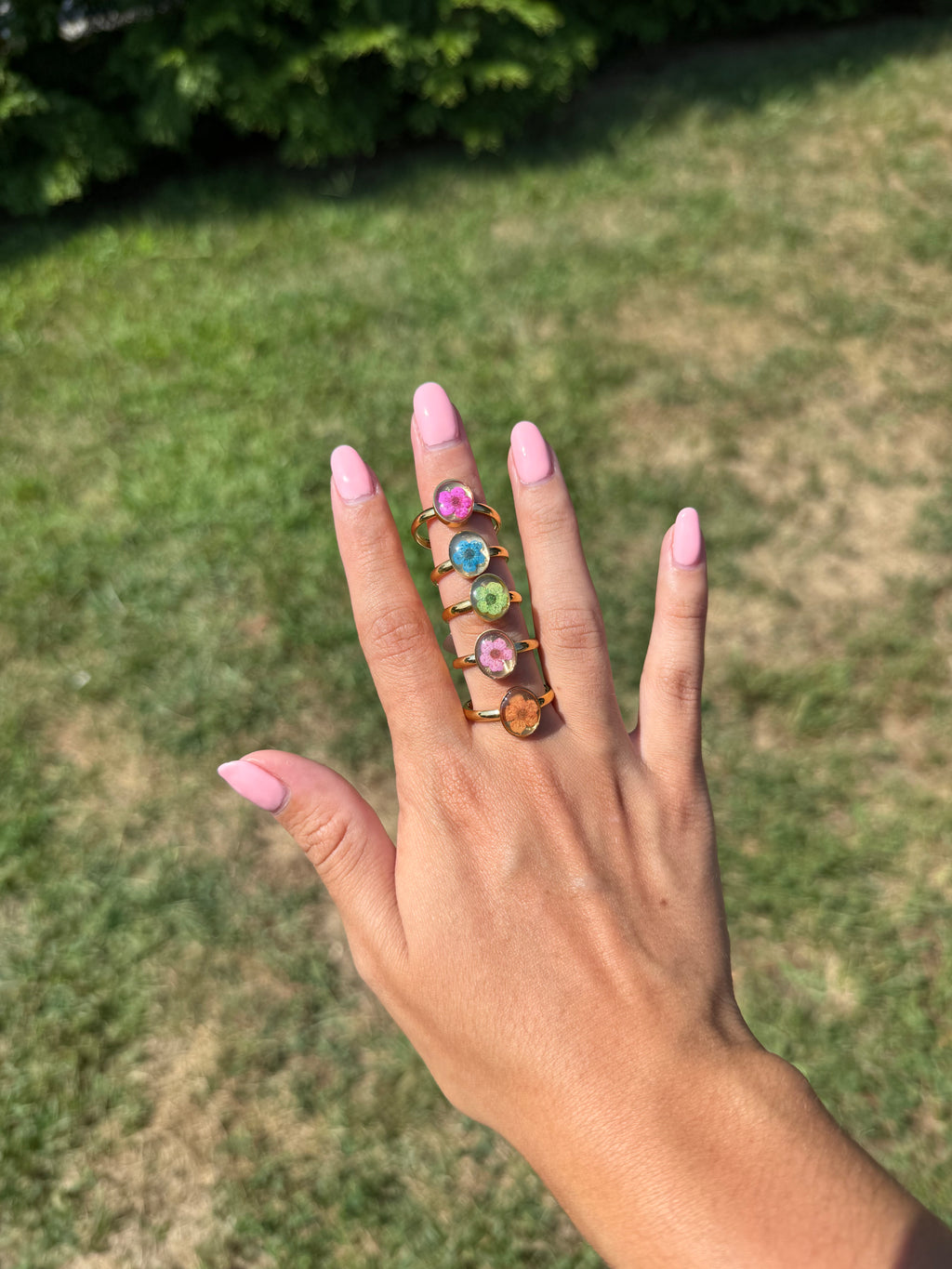 Gold Floral Stainless Steel Rings