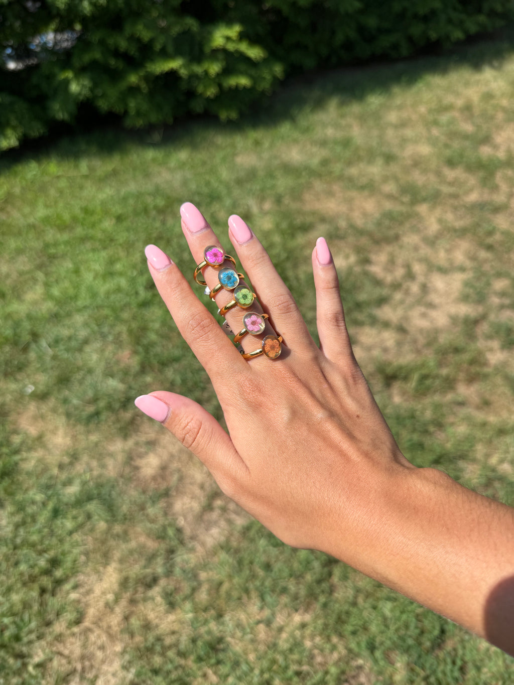 Gold Floral Stainless Steel Rings