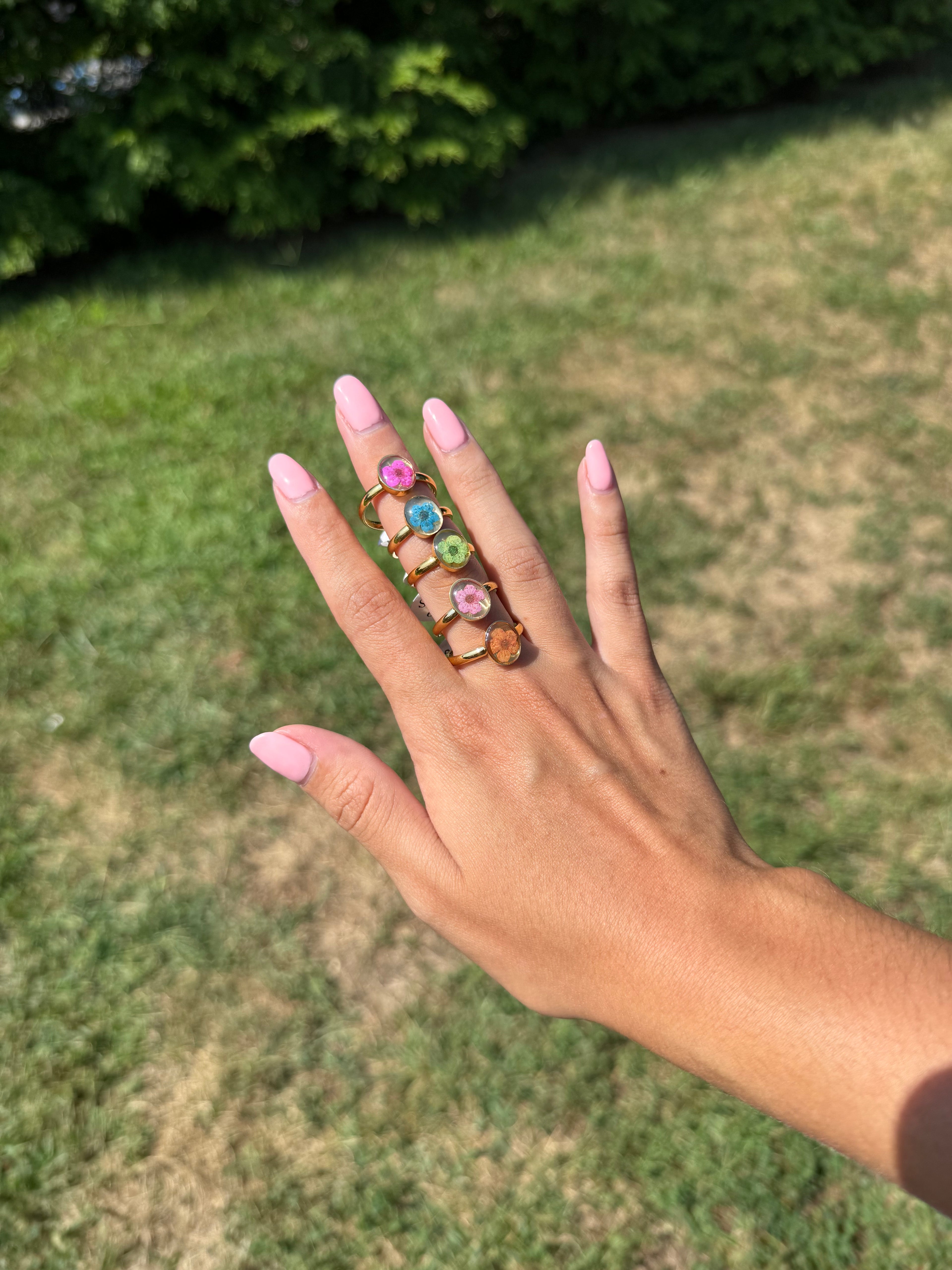 Gold Floral Stainless Steel Rings