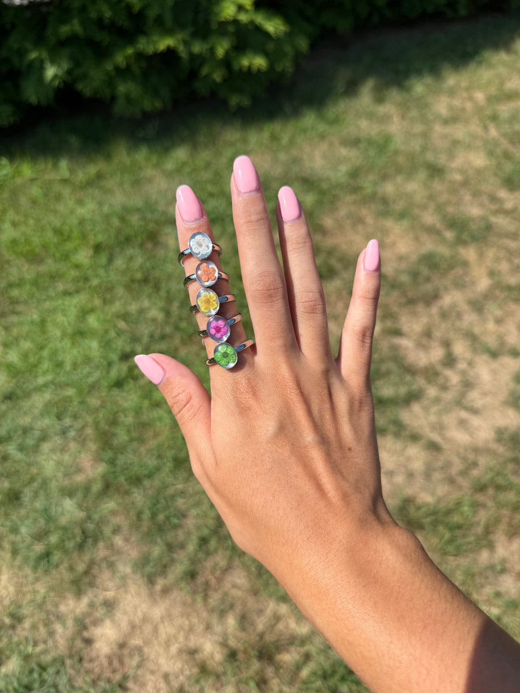 Silver Floral Stainless Steel Rings