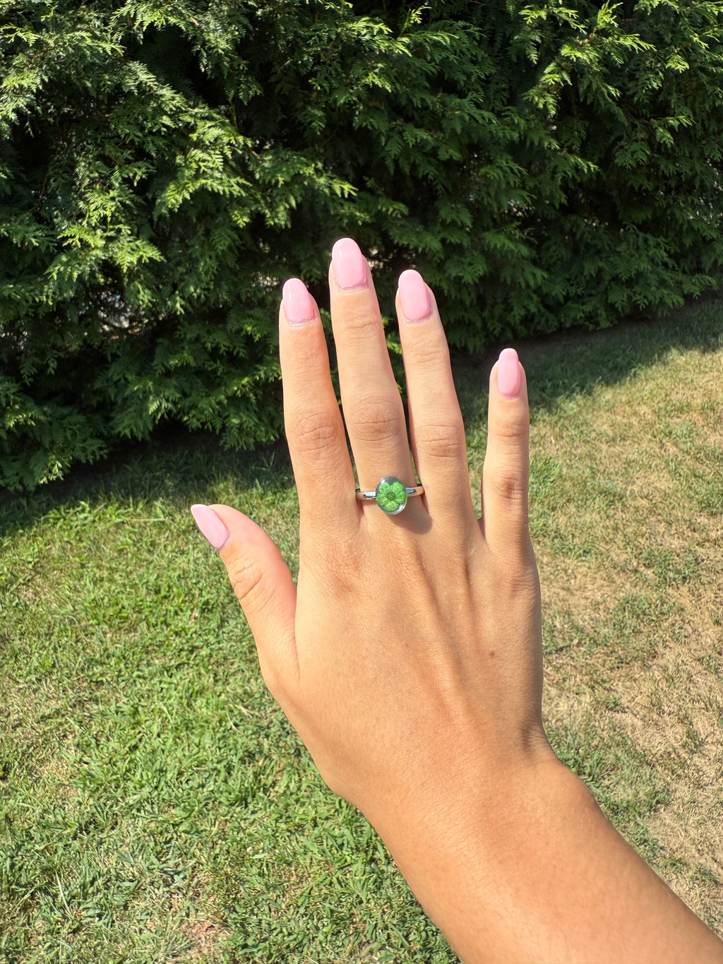 Silver Floral Stainless Steel Rings