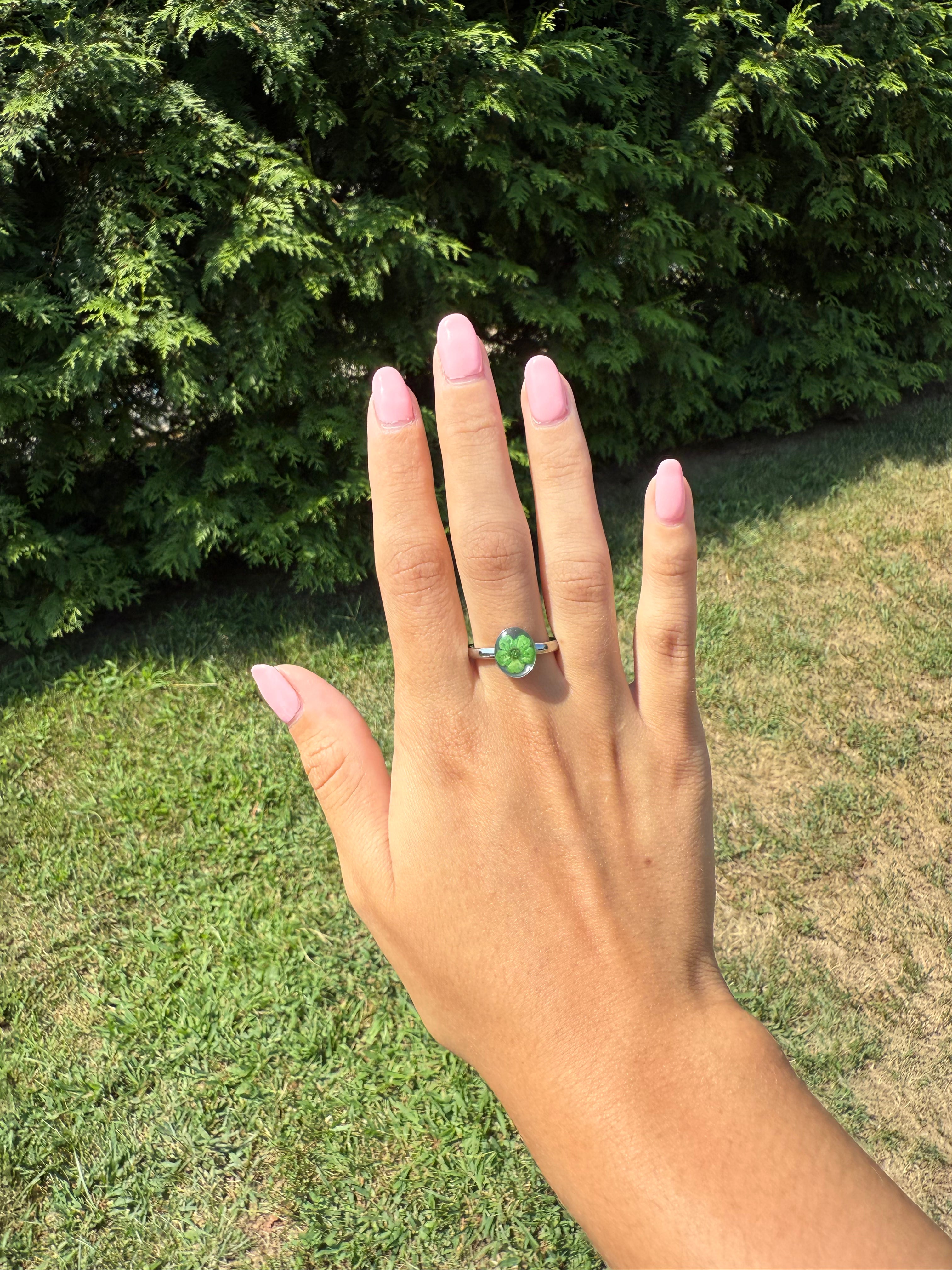 Silver Floral Stainless Steel Rings