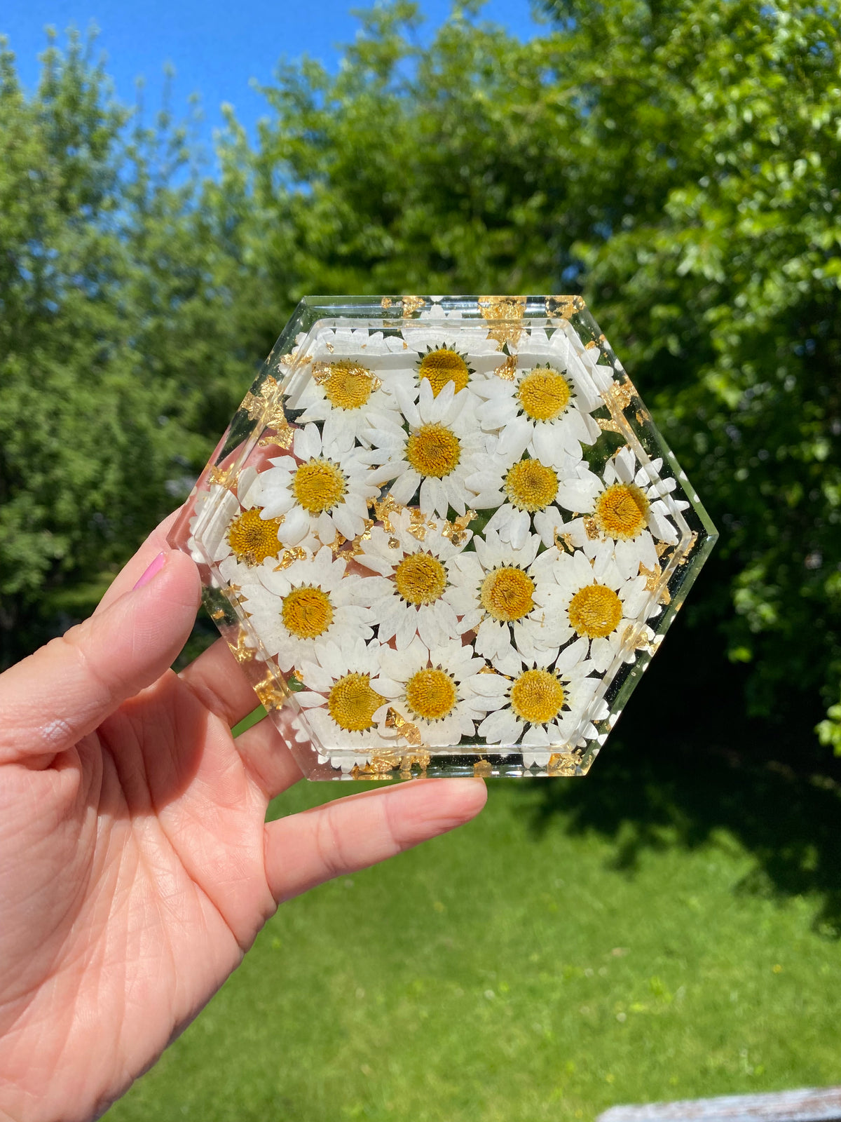 Hexagon Coaster/ Jewelry Tray - GOLD FOIL