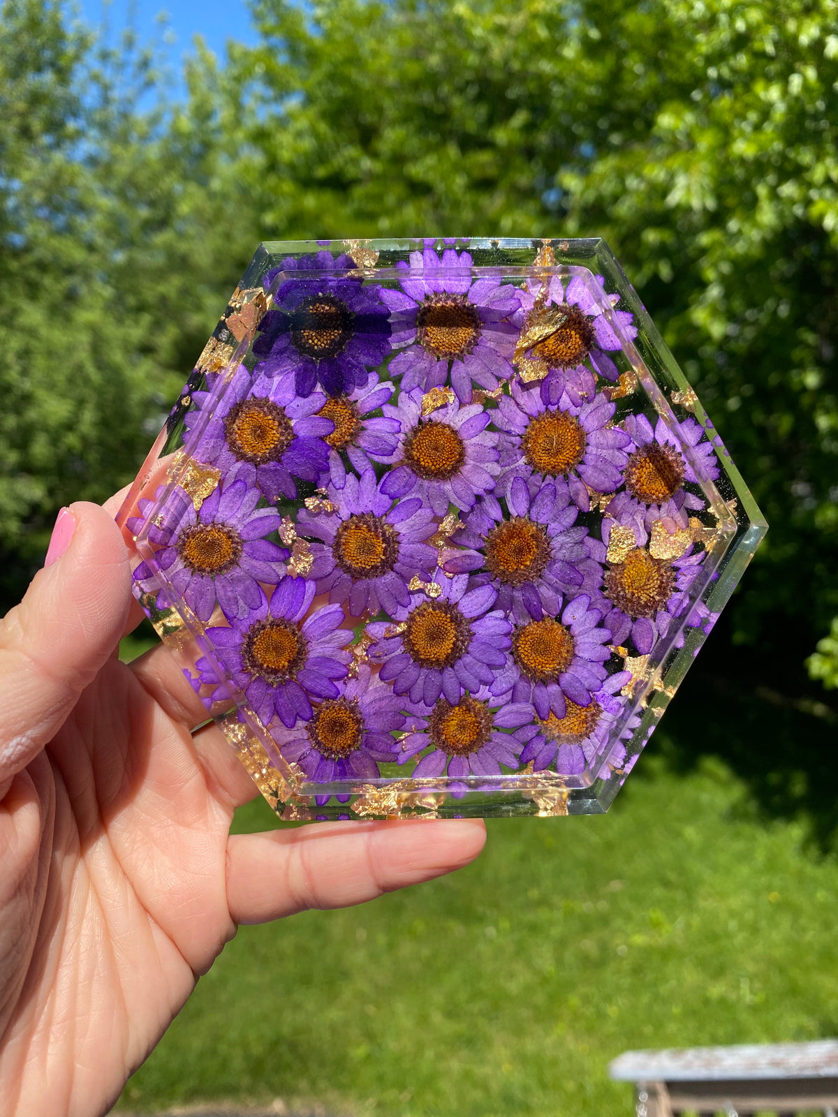 Hexagon Coaster/ Jewelry Tray - GOLD FOIL
