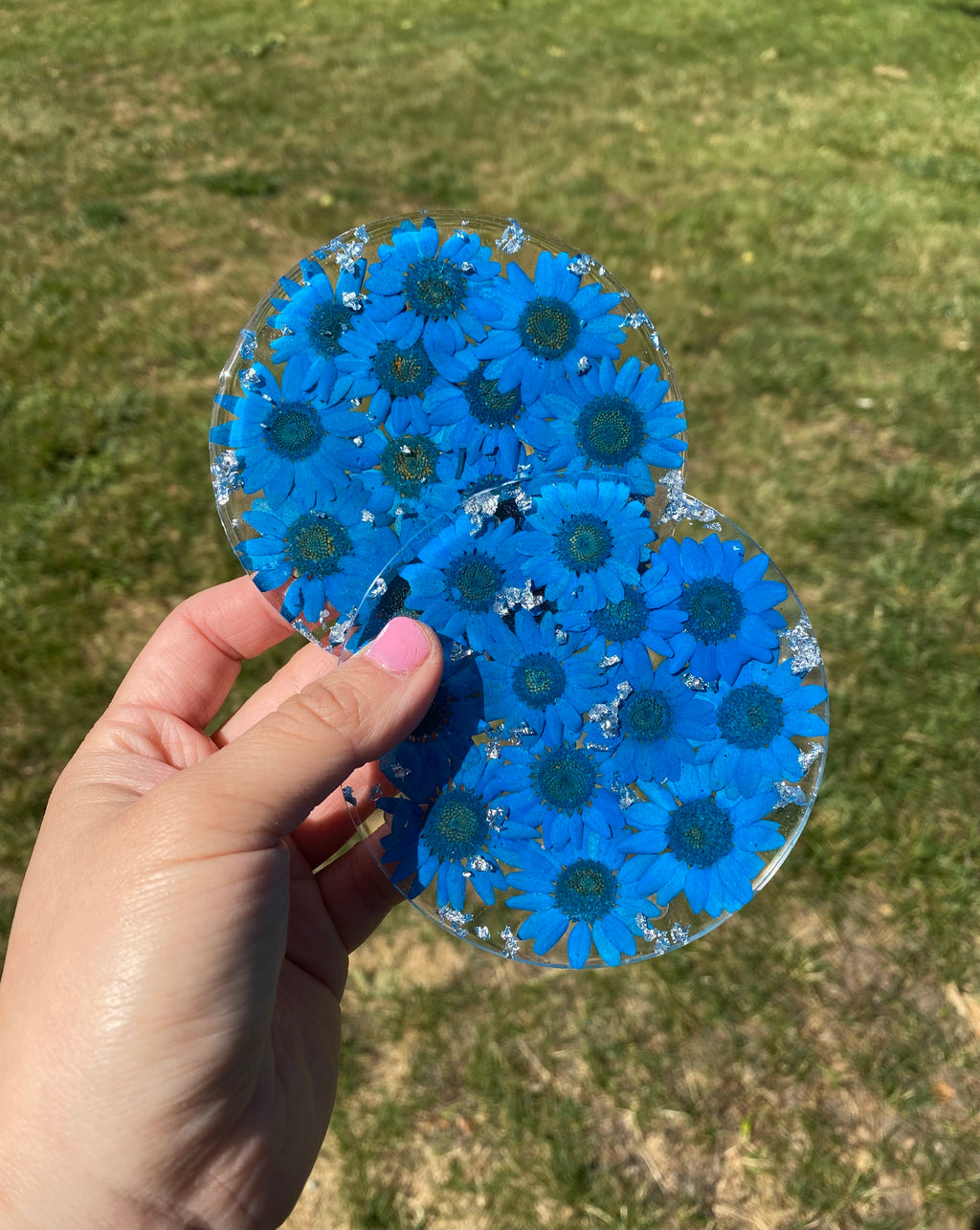 All Over Daisy Coaster Set - SILVER FOIL