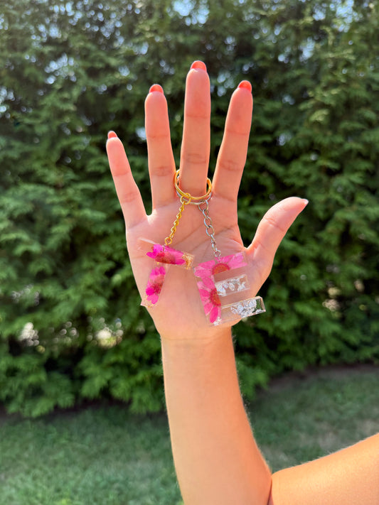 Initial Keychain - Rose Pink