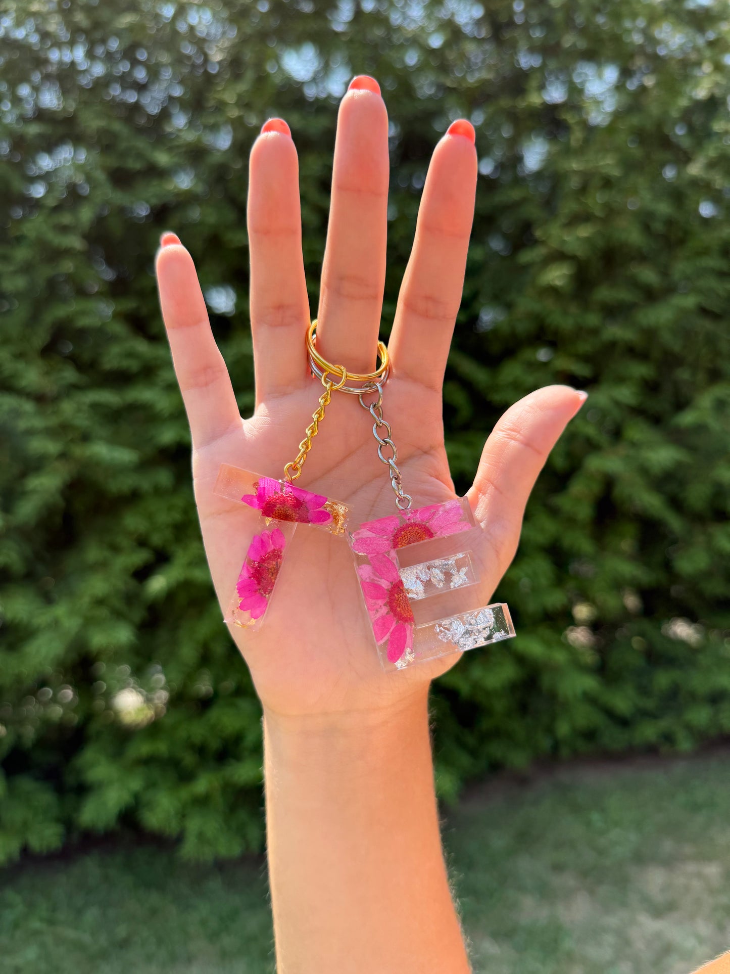 Initial Keychain - Rose Pink