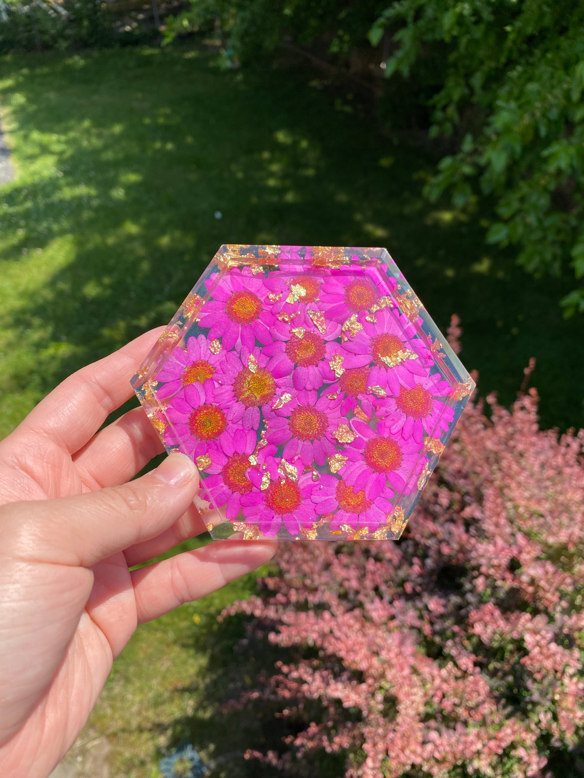 Hexagon Coaster/ Jewelry Tray - GOLD FOIL