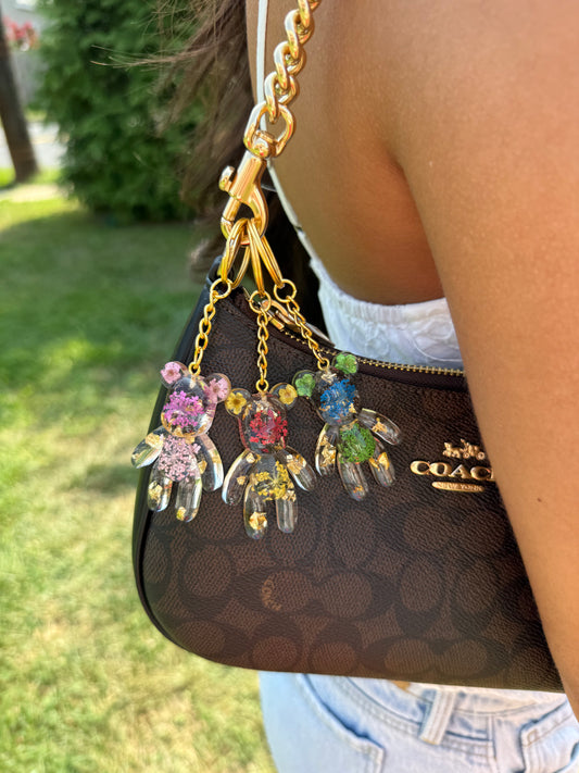 Floral Teddy Bear Keychain