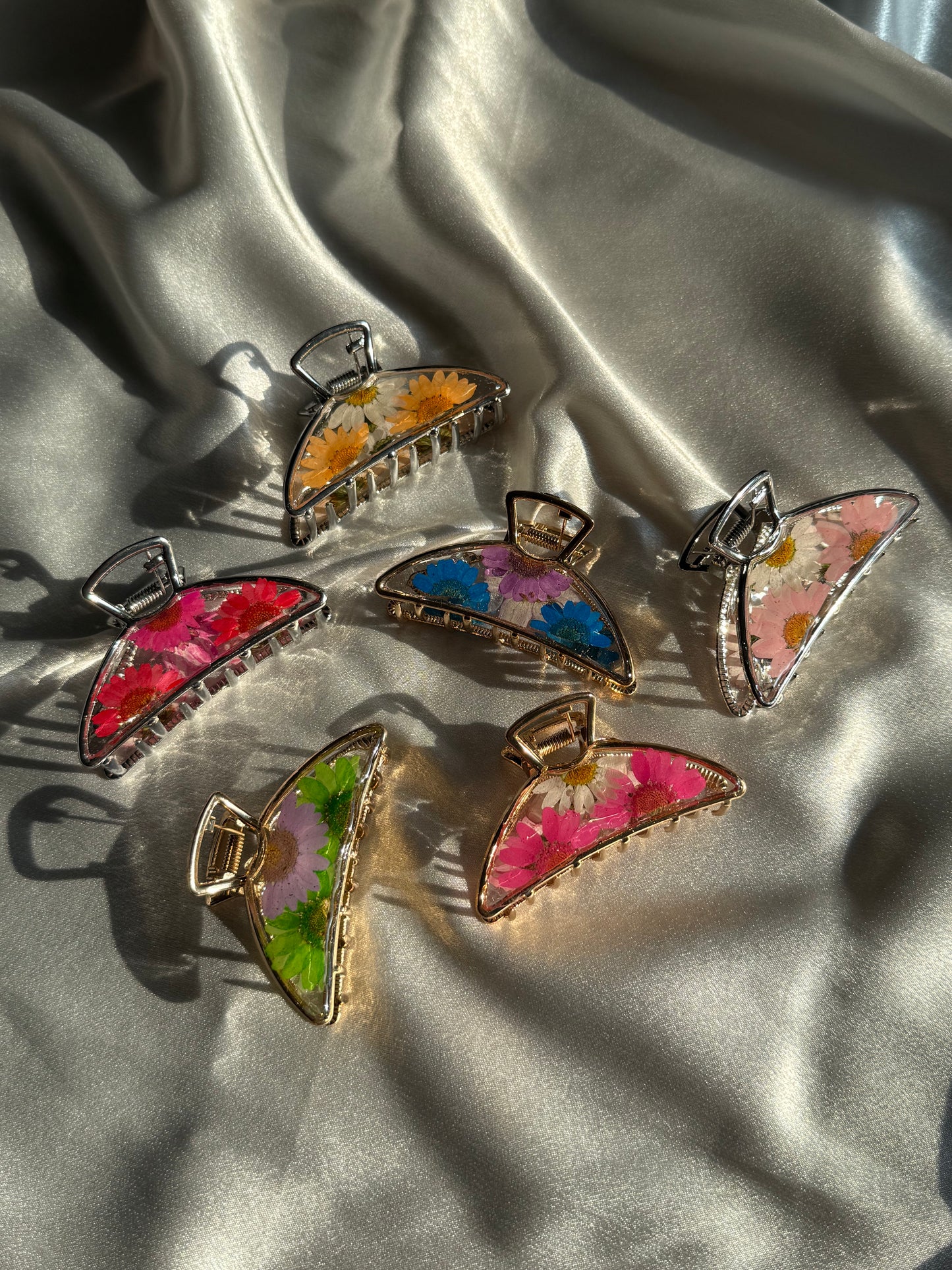 Floral Claw Clip - Crescent