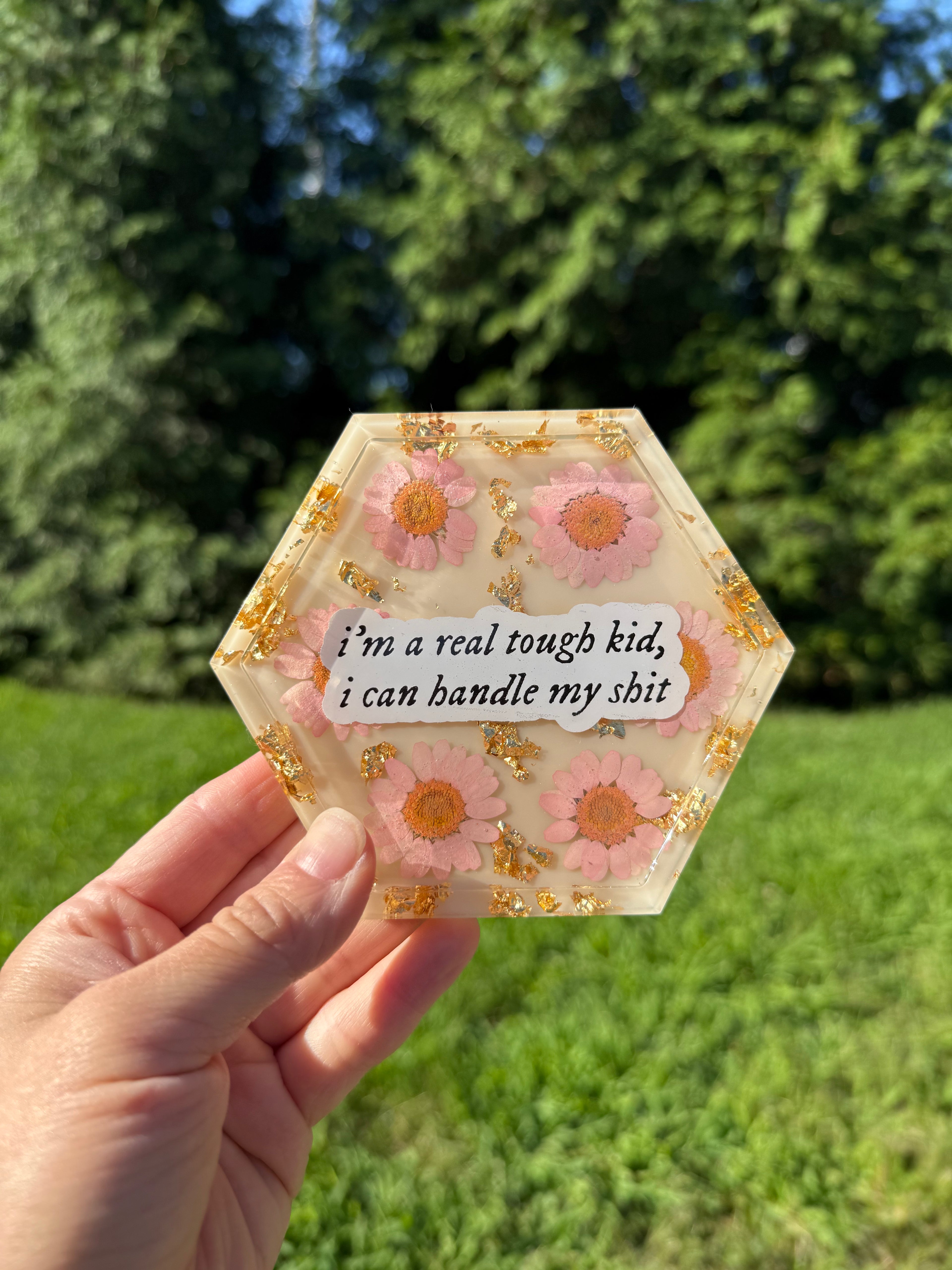 I'm a Real Tough Kid Hexagon Coaster